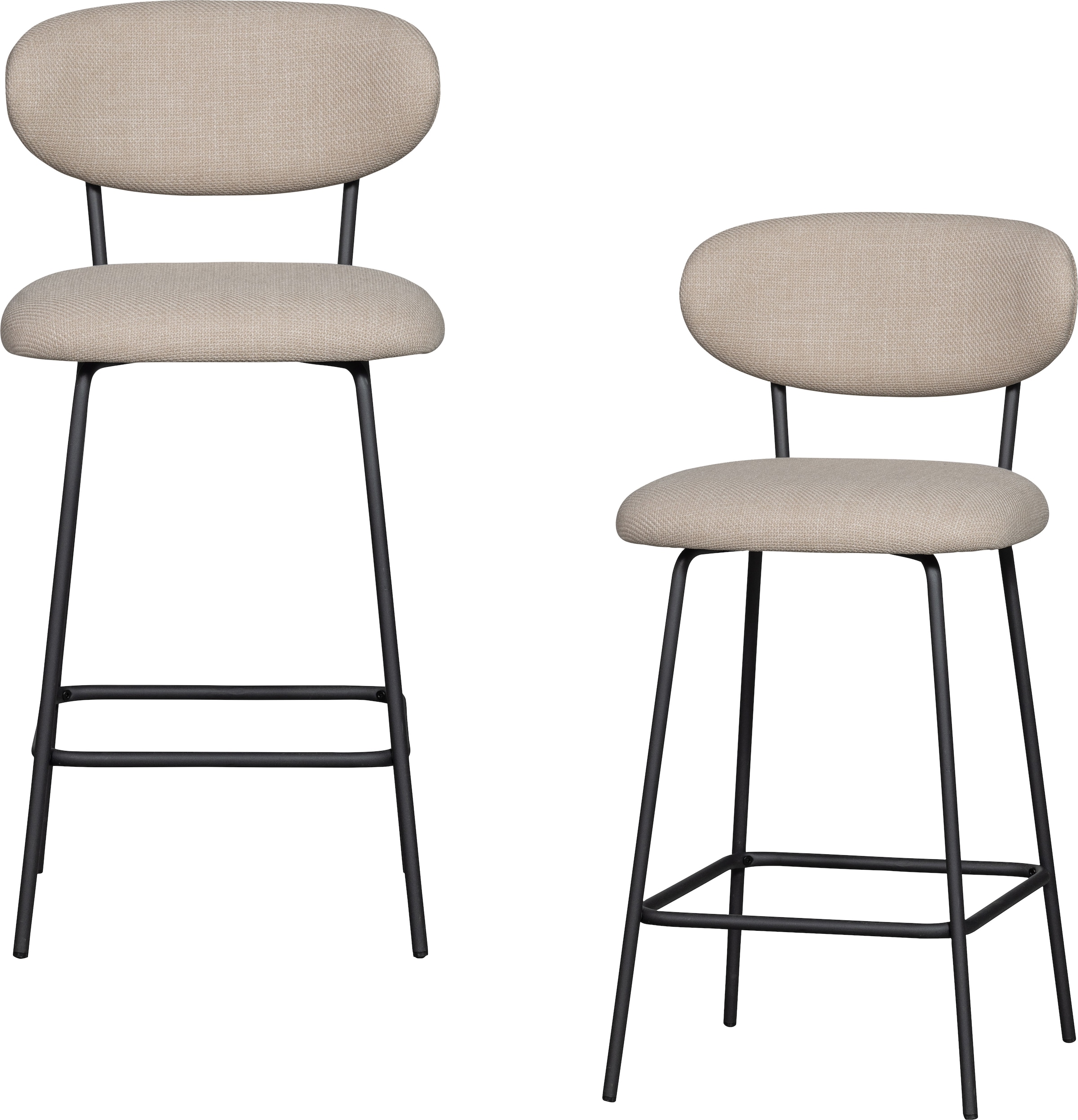 WOOOD Barhocker "Kjeld mit Base-Gewebtem Bezug und Metallgestell B 46 x T 52 x H 93 cm" 2 Stk. tlg. Gewebter Bezug mit 3D Melange-Effekt, Tragkraft 120 kg, Pfleigleicht