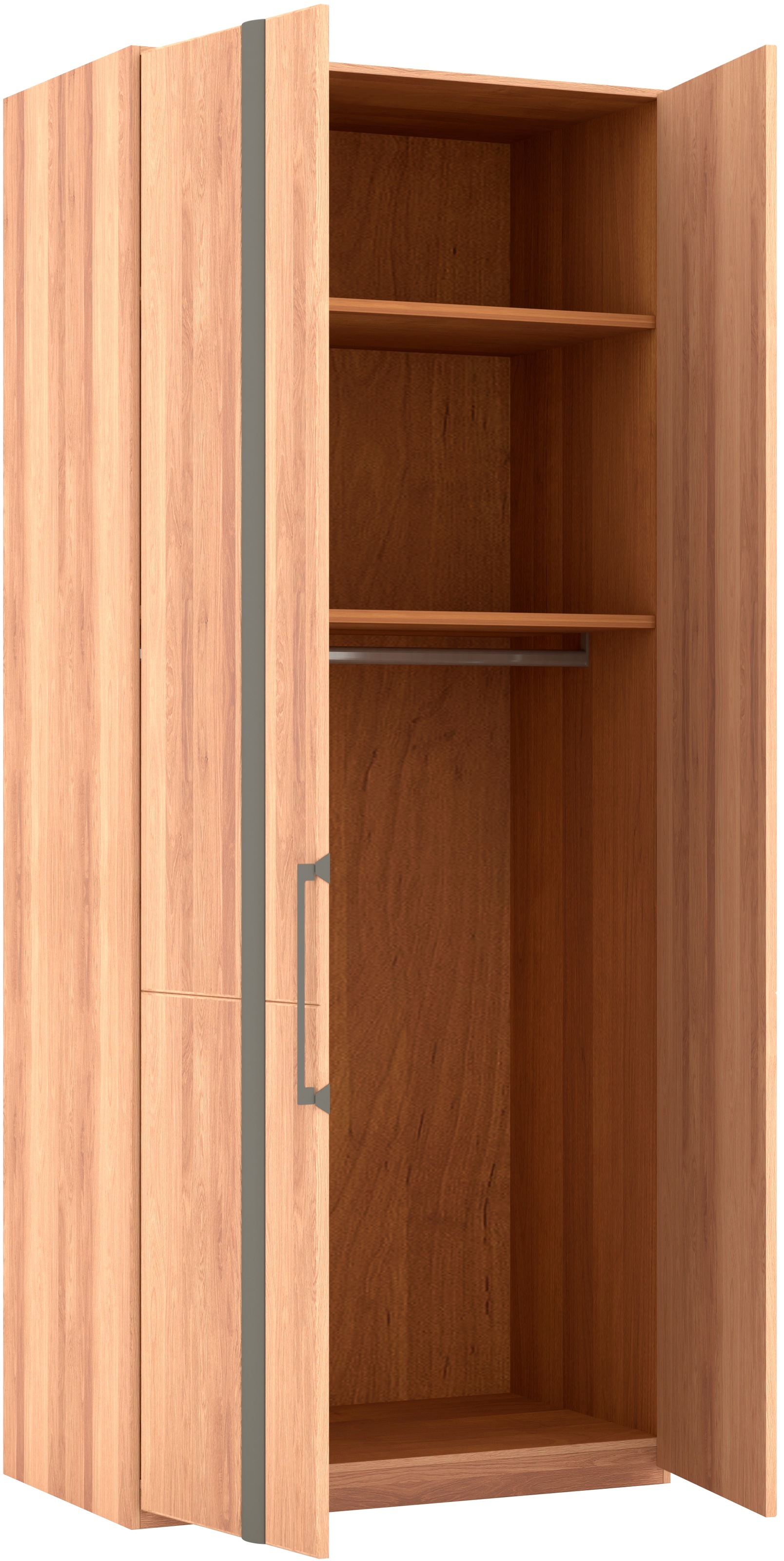 Musterring Kleiderschrank »Sorrent, Kleiderschrank, teilmassiv Eiche« mit Türdämpfern, in 5 Breiten & 2 Höhen, extra Böden, MADE IN GERMANY,  Türen in Eiche massiv mit Absetzung in Schiefer, verschiedene Maße
