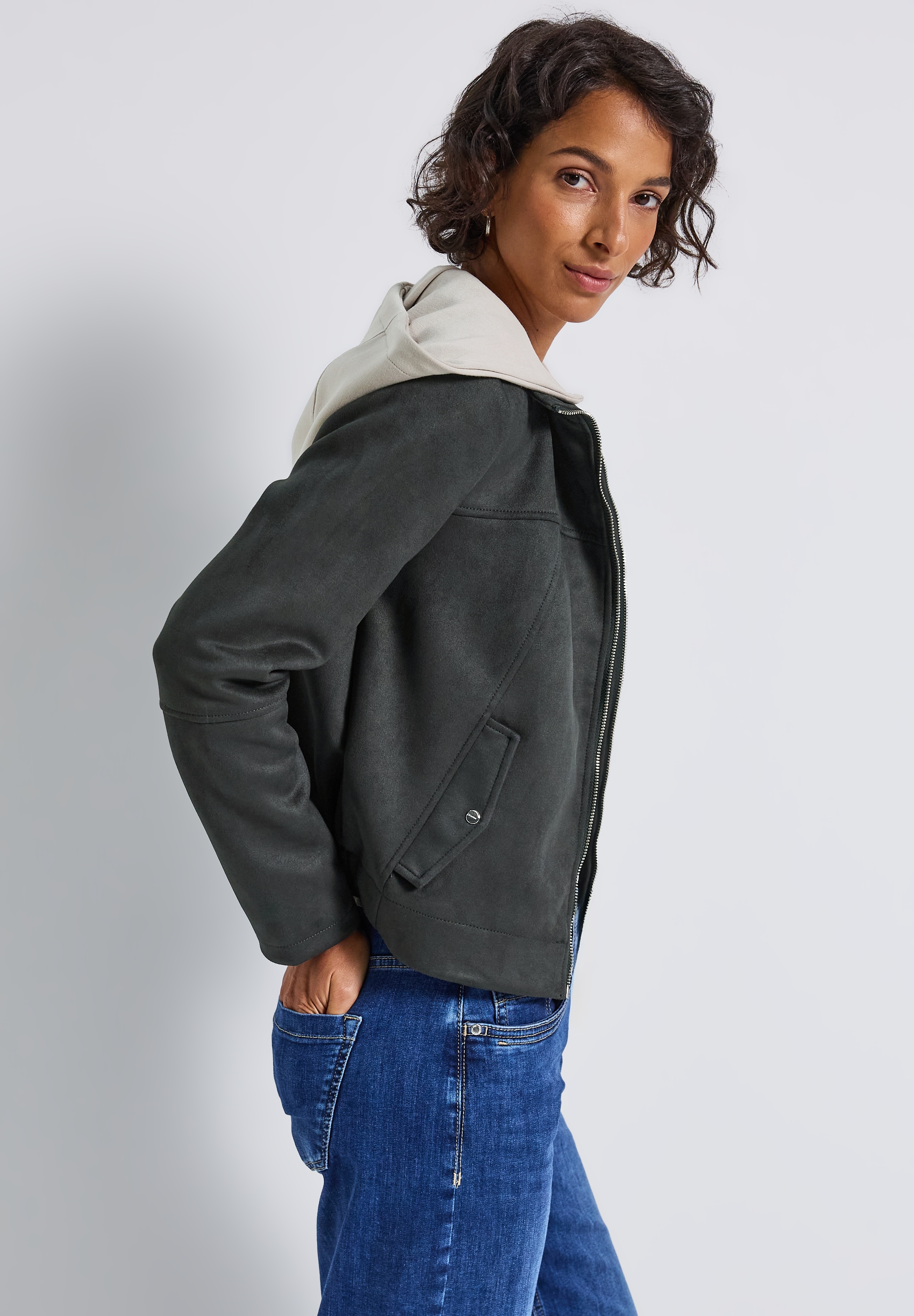 STREET ONE Blouson mitKapuze Kurze Jacke mit Stehkragen und abnehmbarer Kap günstig online kaufen