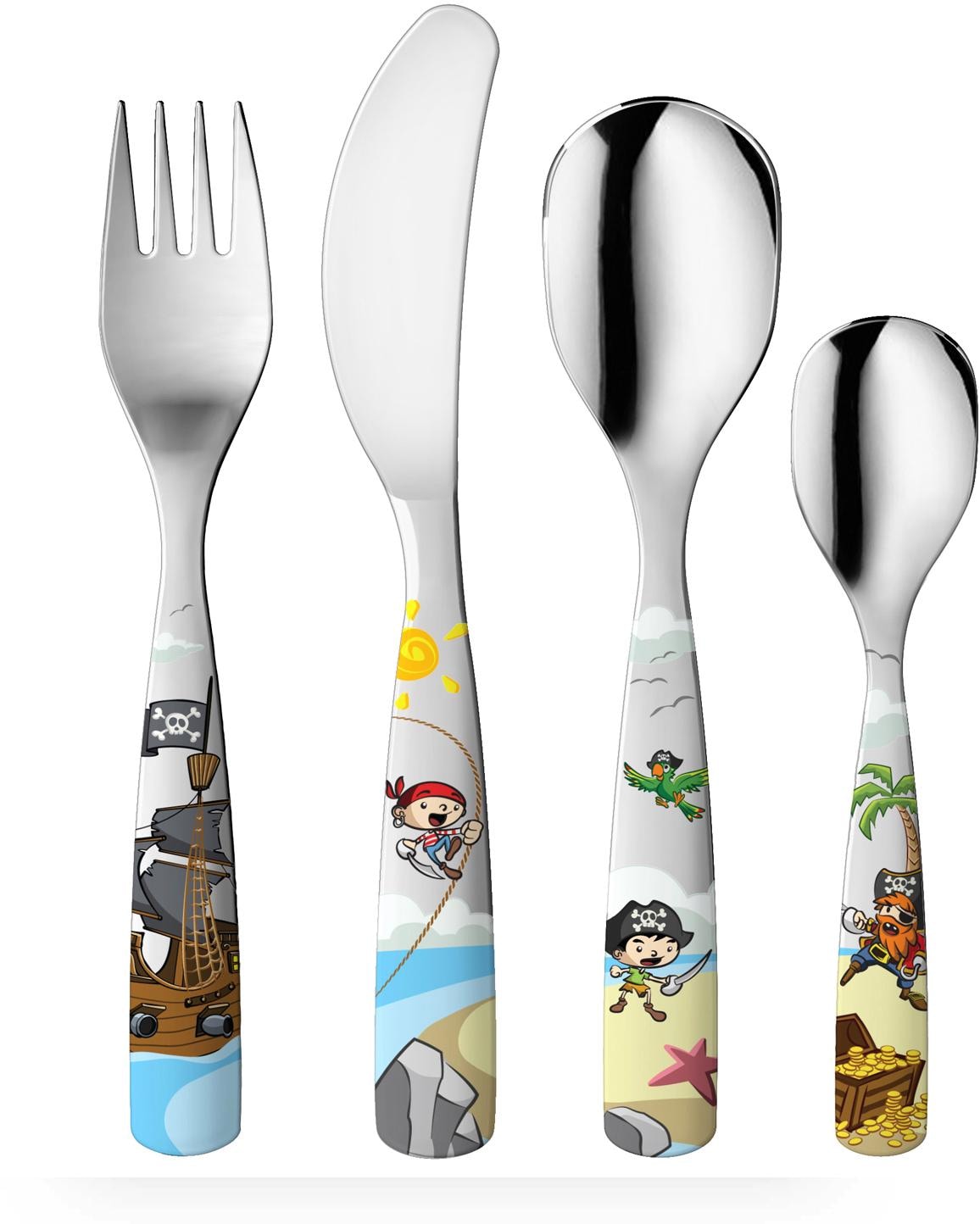 gnali & zani Kinderbesteck »Piraten«, (Set, 4 tlg.), Made in Italy