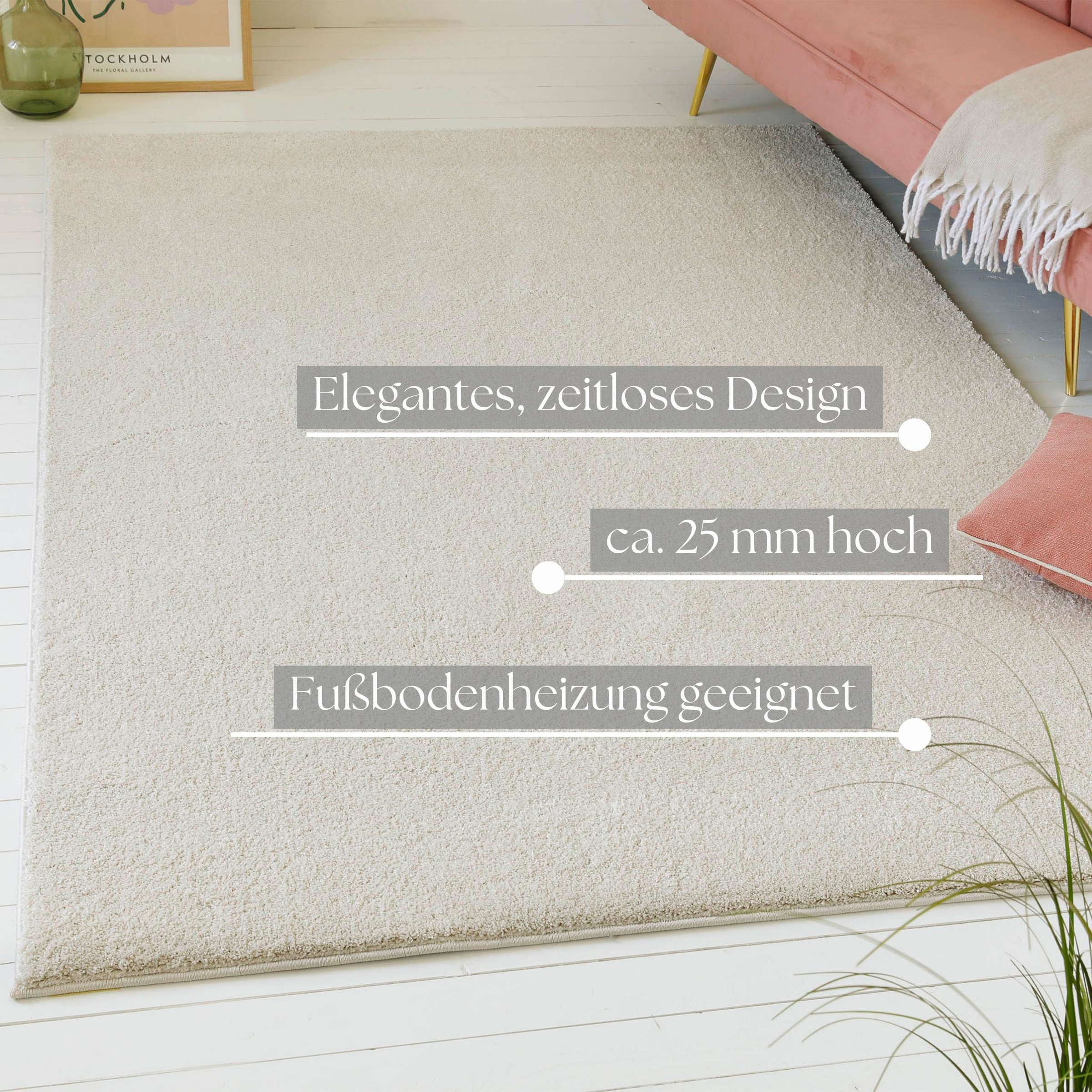 Thumbnail - my home Hochflor-Teppich "Yvaine, auch als Läufer erhältlich", rechteckig, 25 mm Höhe, Langflor, Shaggy, dichter weicher...