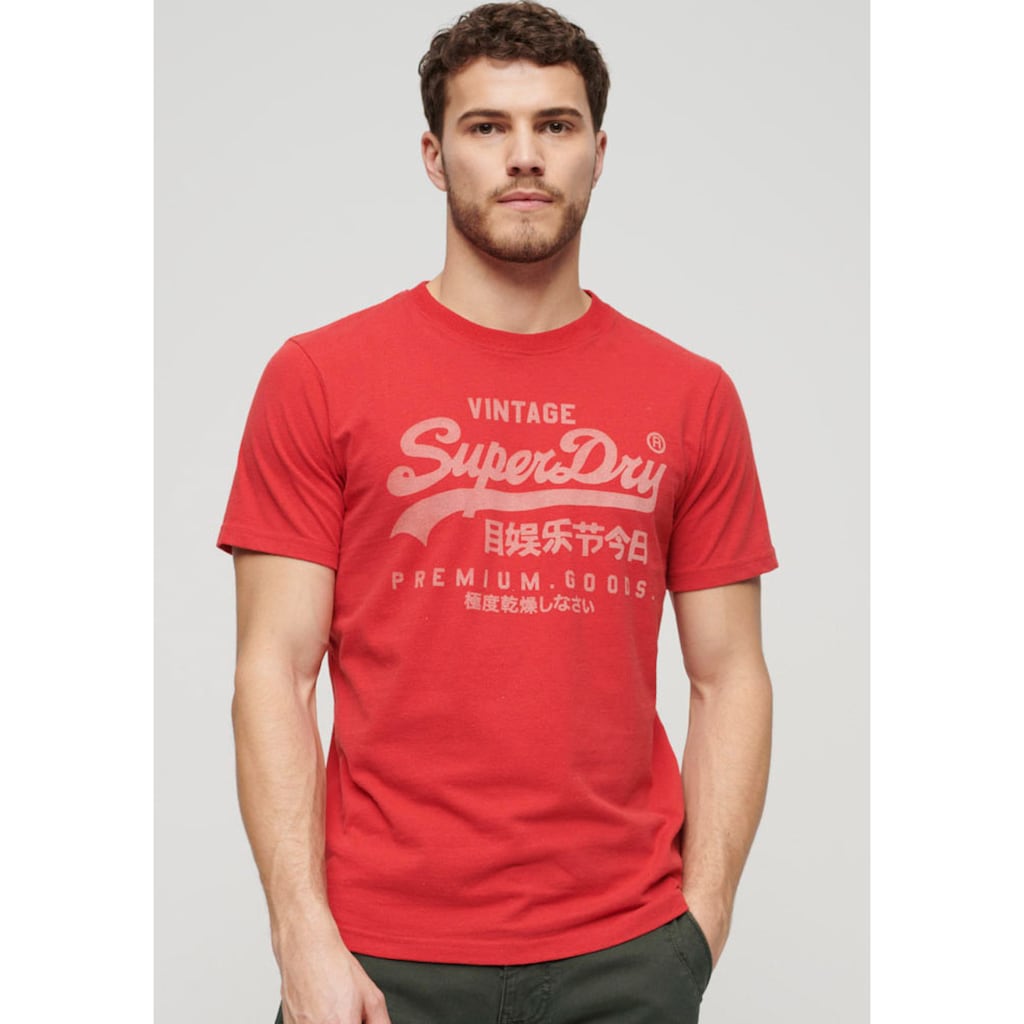 Superdry T-Shirt »Basic Shirt CLASSIC VL HERITAGE T SHIRT mit Logodruck«, (Klassische Passform mit Rundhalsausschnitt)