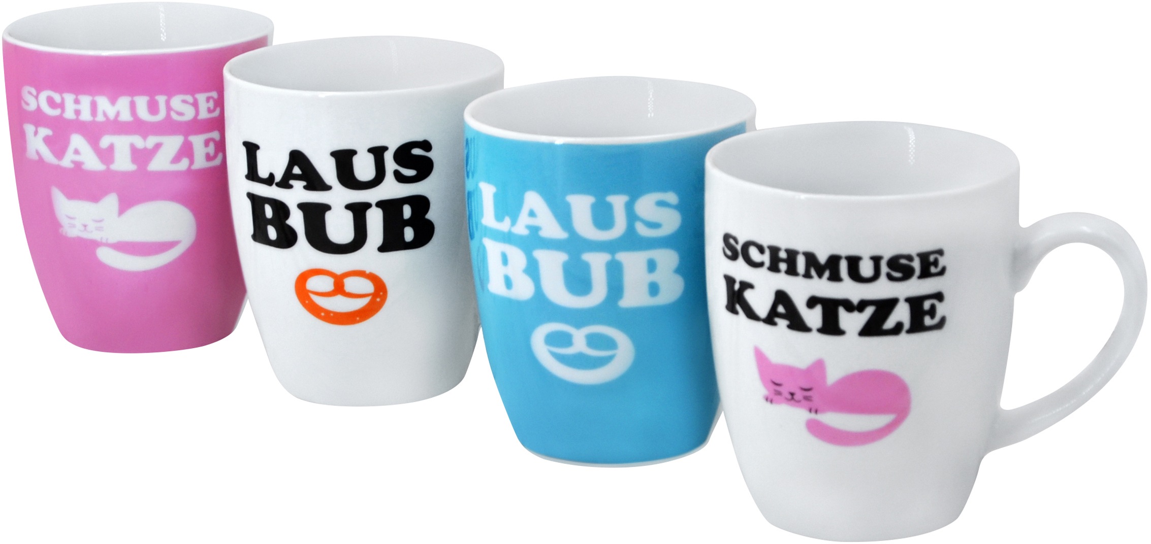 RETSCH ARZBERG Becher "Schmusekatze & Lausbub", 360ml, 4 Stk., bunt, Trinkgefäße, 4-teilig