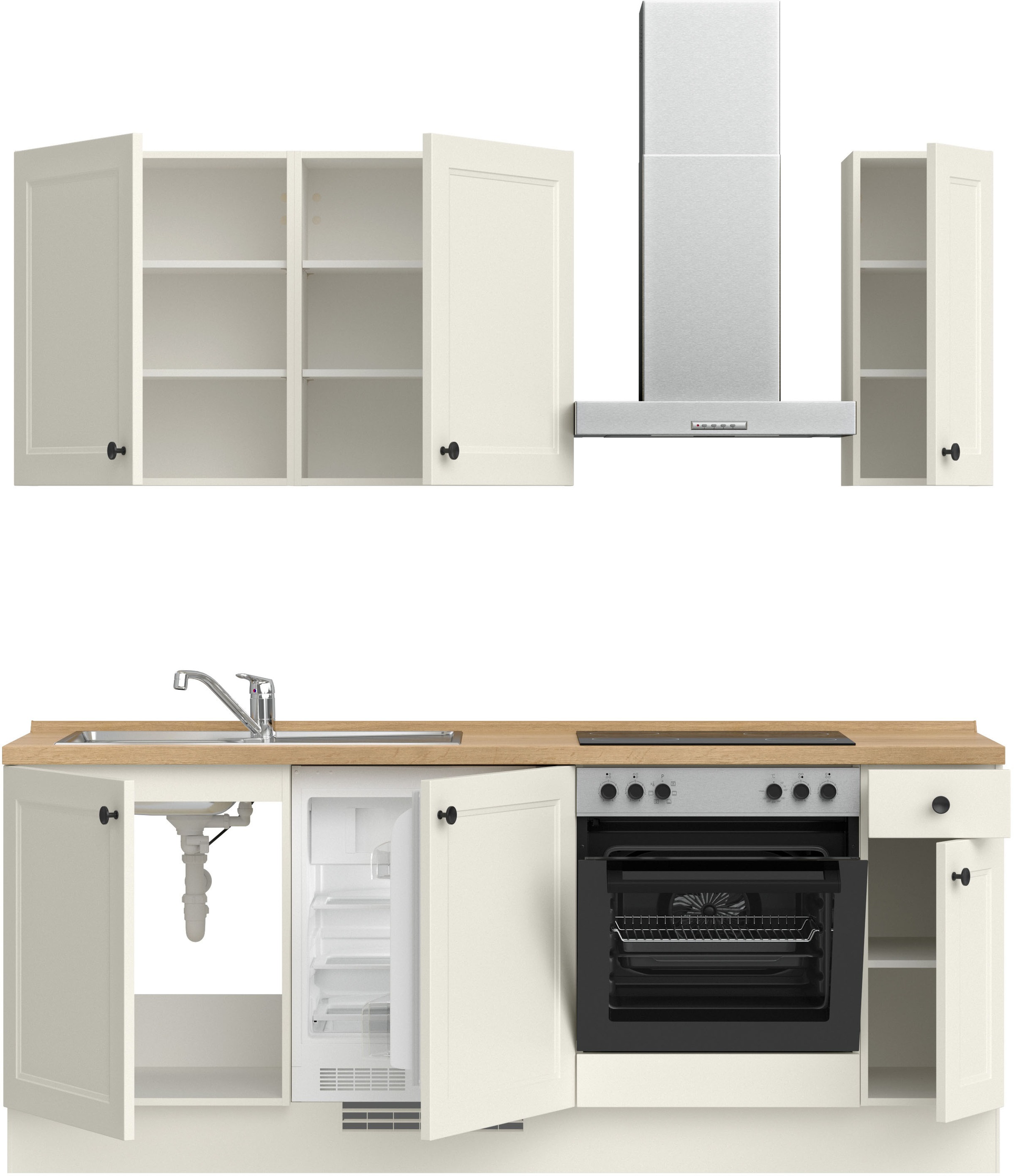 nobilia® Küchenzeile »"Cascada I"«, vormontiert, Ausrichtung wählbar, Breite 210 cm, wahlw. mit E-Geräten
