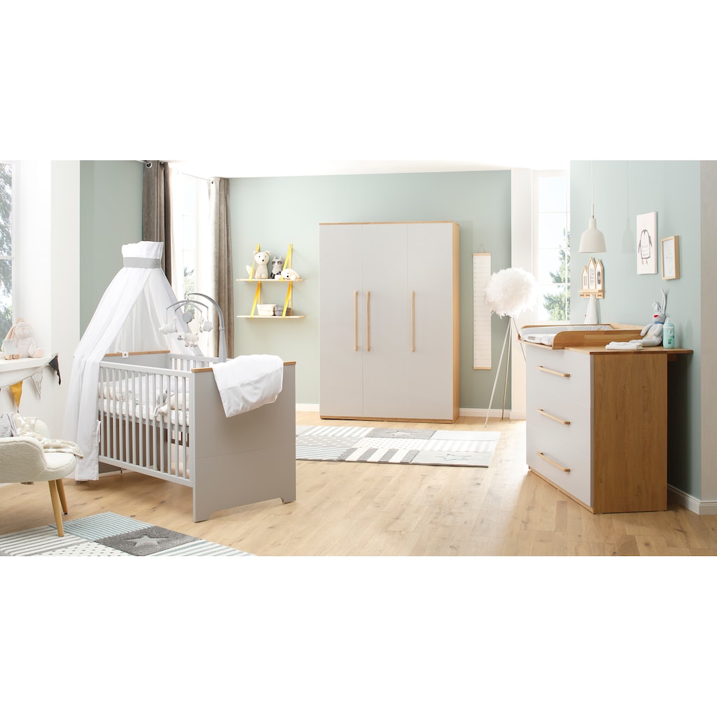 Wohnen Betten Lüttenhütt Baby Babyzimmer-Komplettset »Lauris, grau/eiche«, (Set, 3 St.), FSC®-Holz aus gewissenhaft bewirtschaft