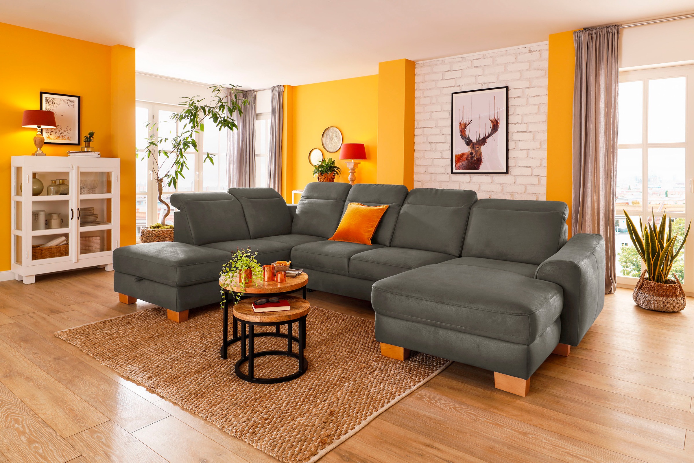 Home affaire Wohnlandschaft "Dundee U-Form" wahlweise mit Kopfteilverstellu günstig online kaufen