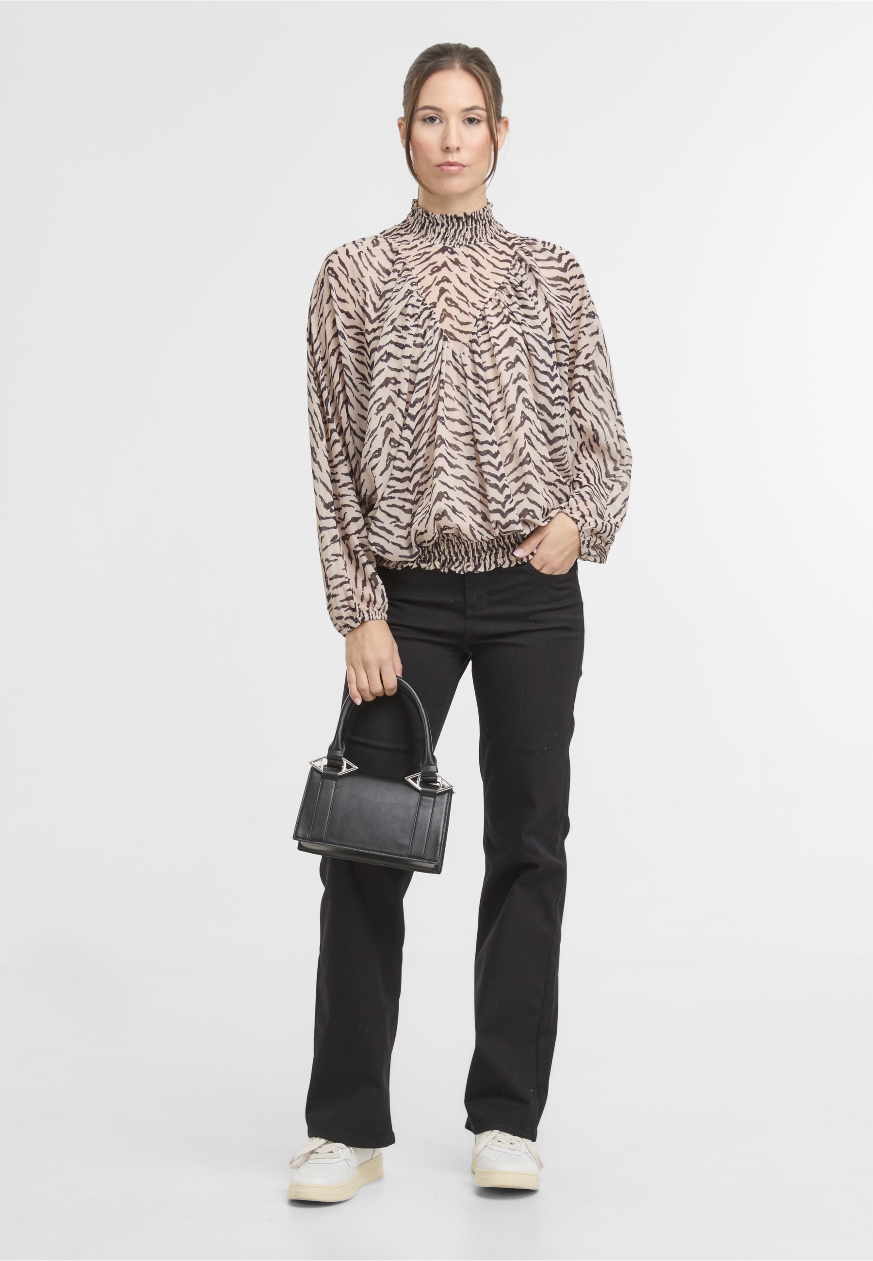 CLOUD 5IVE Klassische Bluse »CLOUD 5IVE Cloud5ive Smocked Chiffon Blouse AOP Zebra«
