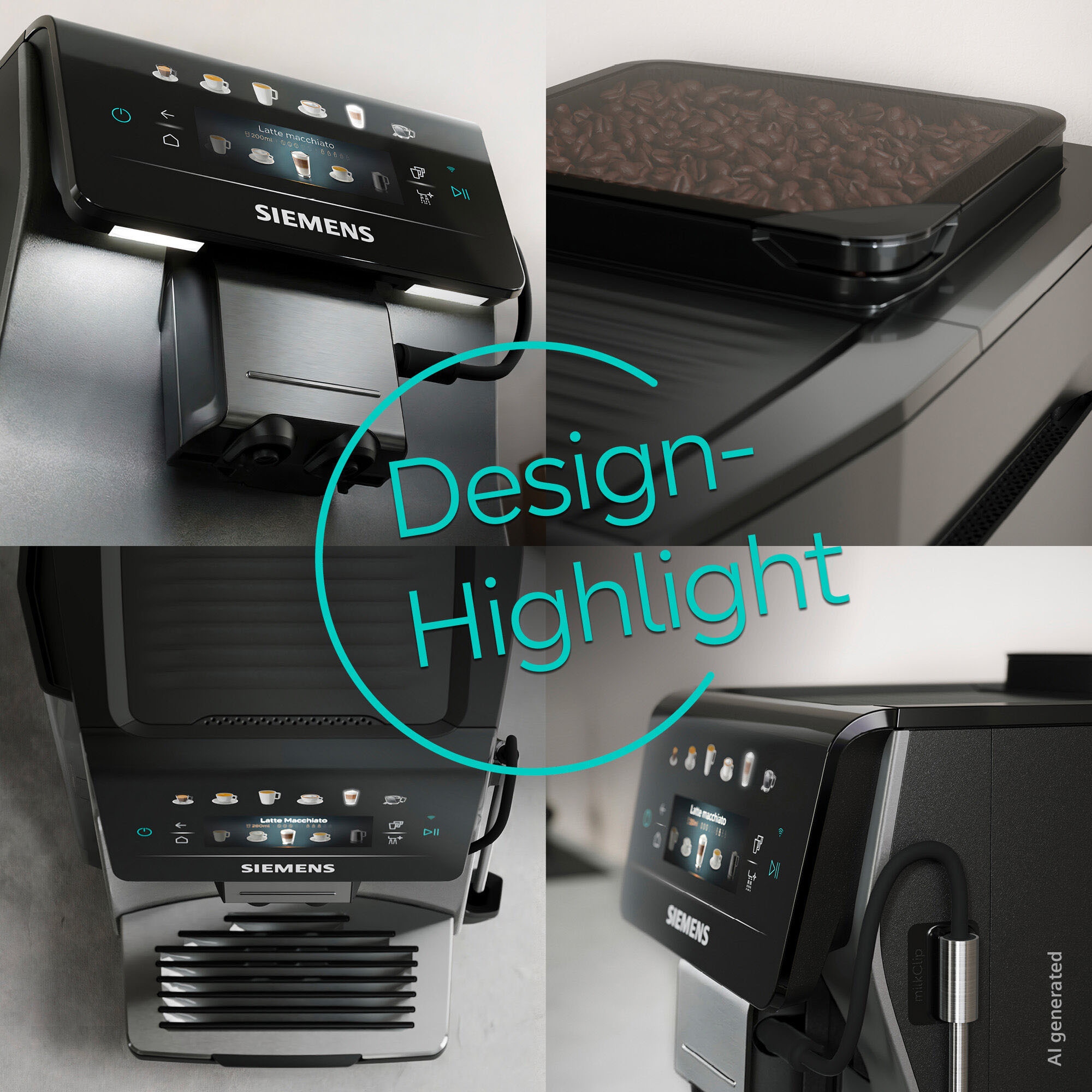 SIEMENS Kaffeevollautomat »EQ600 TP603E07, 6 Getränke, XL-Getränke, bis zu 480ml, Keramikmahlwerk« Doppeltassenfunktion, Kannenfunktion, entnehmbare Brüheinheit, Silber