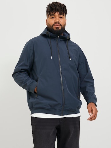 Thumbnail - Jack & Jones PlusSize Softshelljacke "JJEBASIC mit Kapuze und wasserabweisendem Stoff" mit Kapuze unifarben, modisch, re...