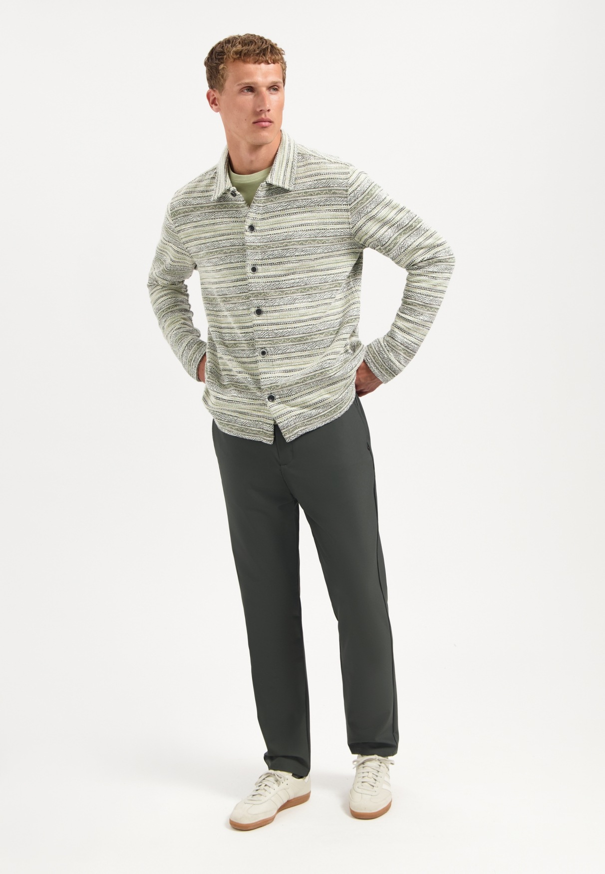 NO EXCESS Langarmhemd »No Excess Gestricktes Overshirt«