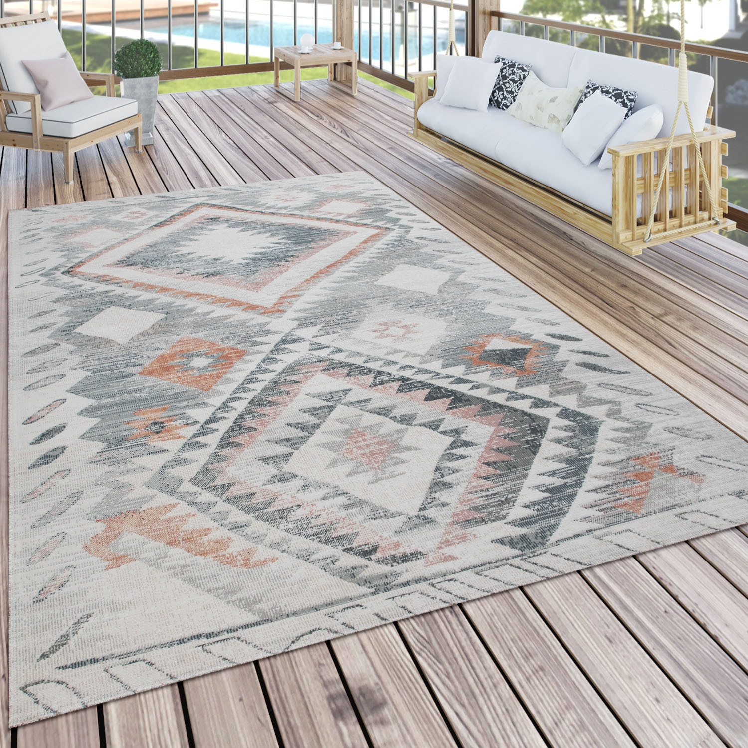 Flachgewebe, geeignet »Mabella Design, Vintage Rauten Teppich und Motiv, In- rechteckig, | Home 496«, BAUR Outdoor Paco