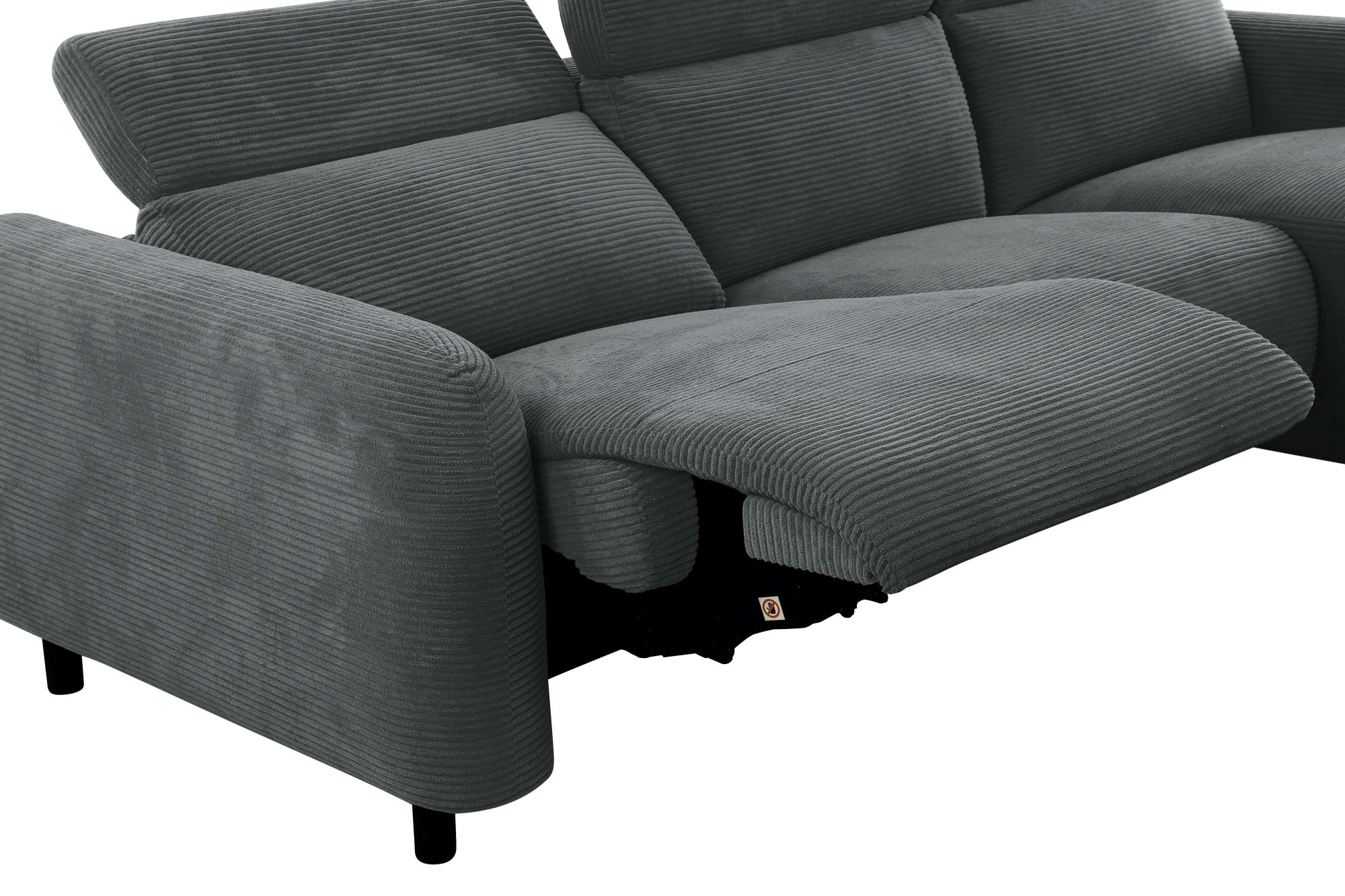 Home affaire Ecksofa »SKAANE in Cord, L-Form, 274 cm, manuelle u. elektrische Funktion,«, rundes Design, Kopfteilverstellung, Federkernpolsterung