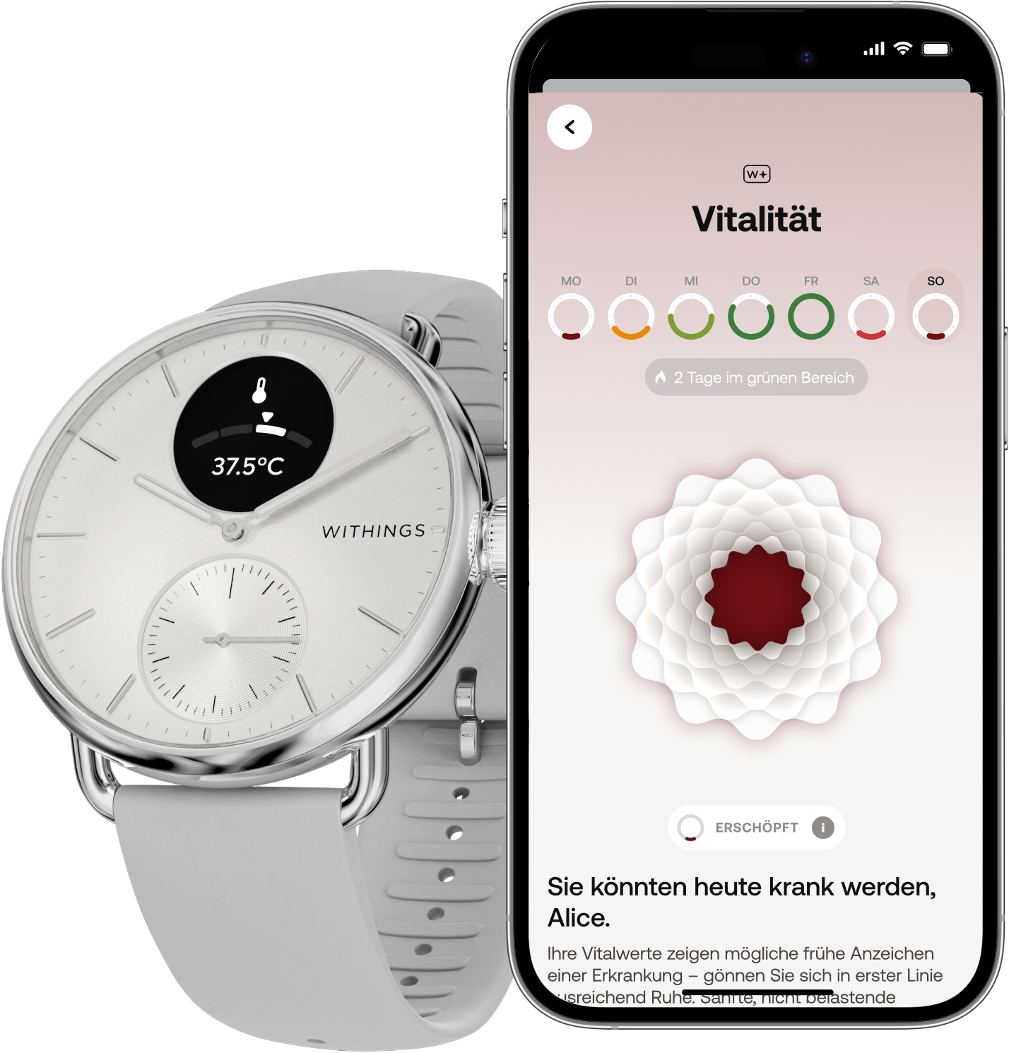 Withings Smartwatch »ScanWatch 2 38mm Rose Gold Blue« ( ) HealthSenseOS