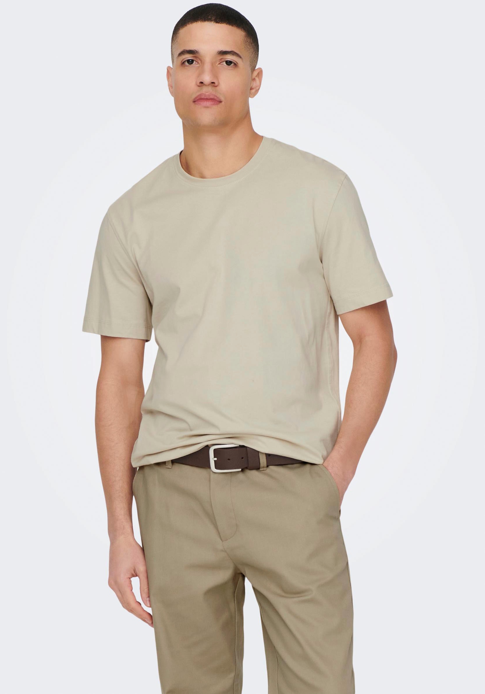 ONLY & SONS Rundhalsshirt "ONSMAX LIFE REG SS STITCH TEE" Baumwolle, normal günstig online kaufen
