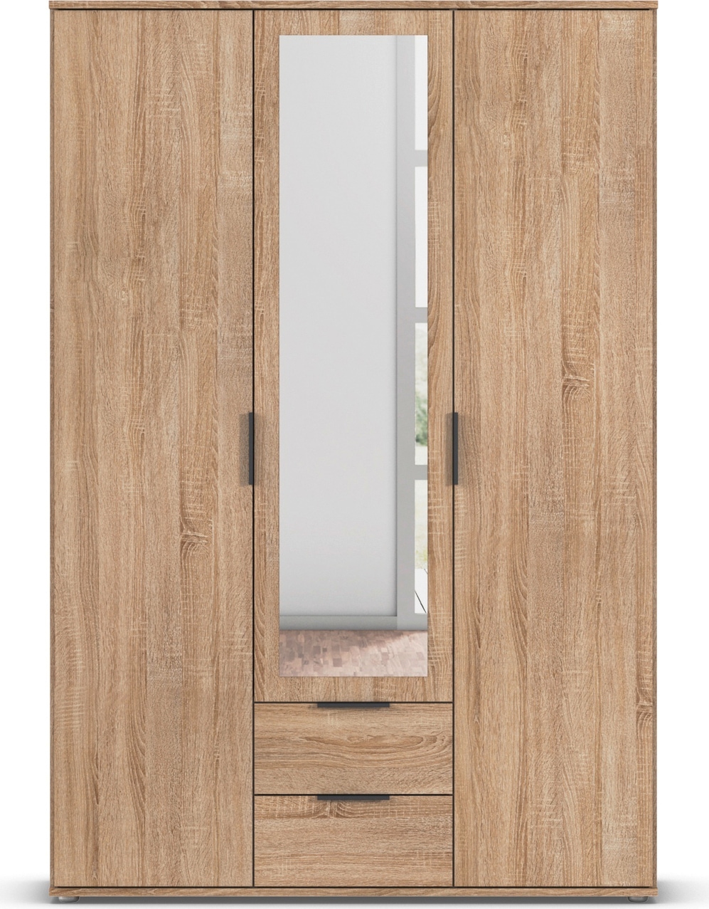 rauch Drehtürenschrank »Kleiderschrank Schrank Garderobe Wäscheschrank ESSEA in 2 Breiten«, mit Spiegel und 2 Schubladen, moderne Griffe MADE IN GERMANY