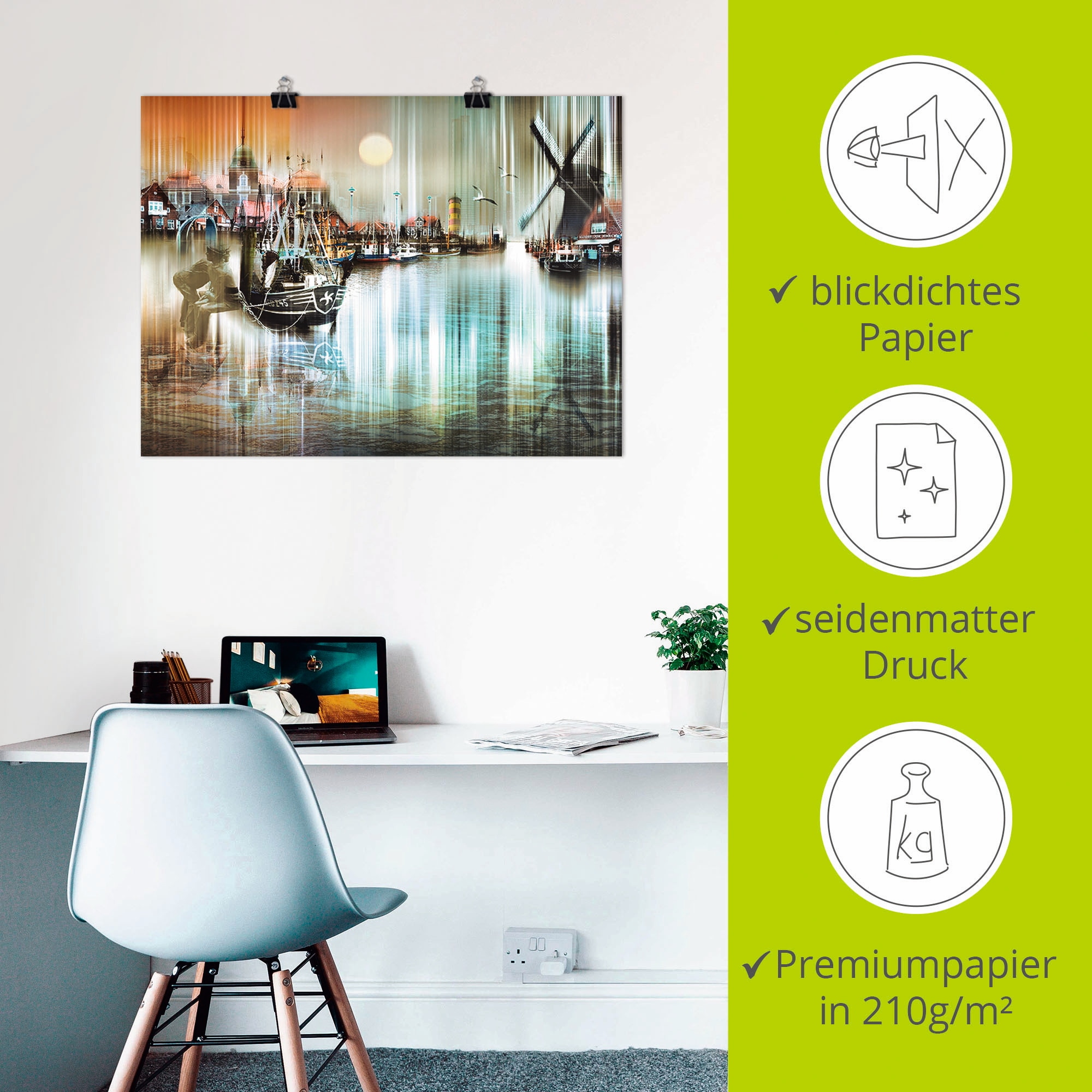 Artland Wandbild »Neuharlingersiel Nordsee Collage 04« Architektonische Elemente 1 Stk. tlg. als Leinwandbild, Poster in verschied. Größen