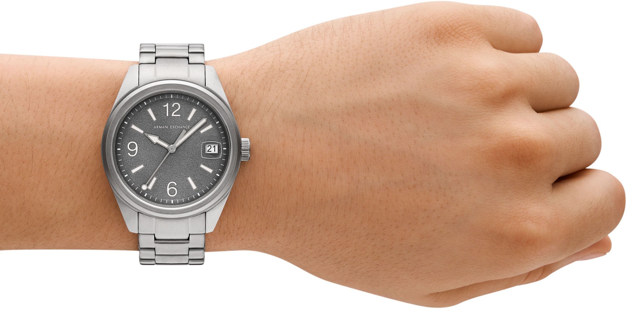 ARMANI EXCHANGE Quarzuhr, Armbanduhr, Damenuhr, Herrenuhr, Edelstahlarmband, analog, Tag
