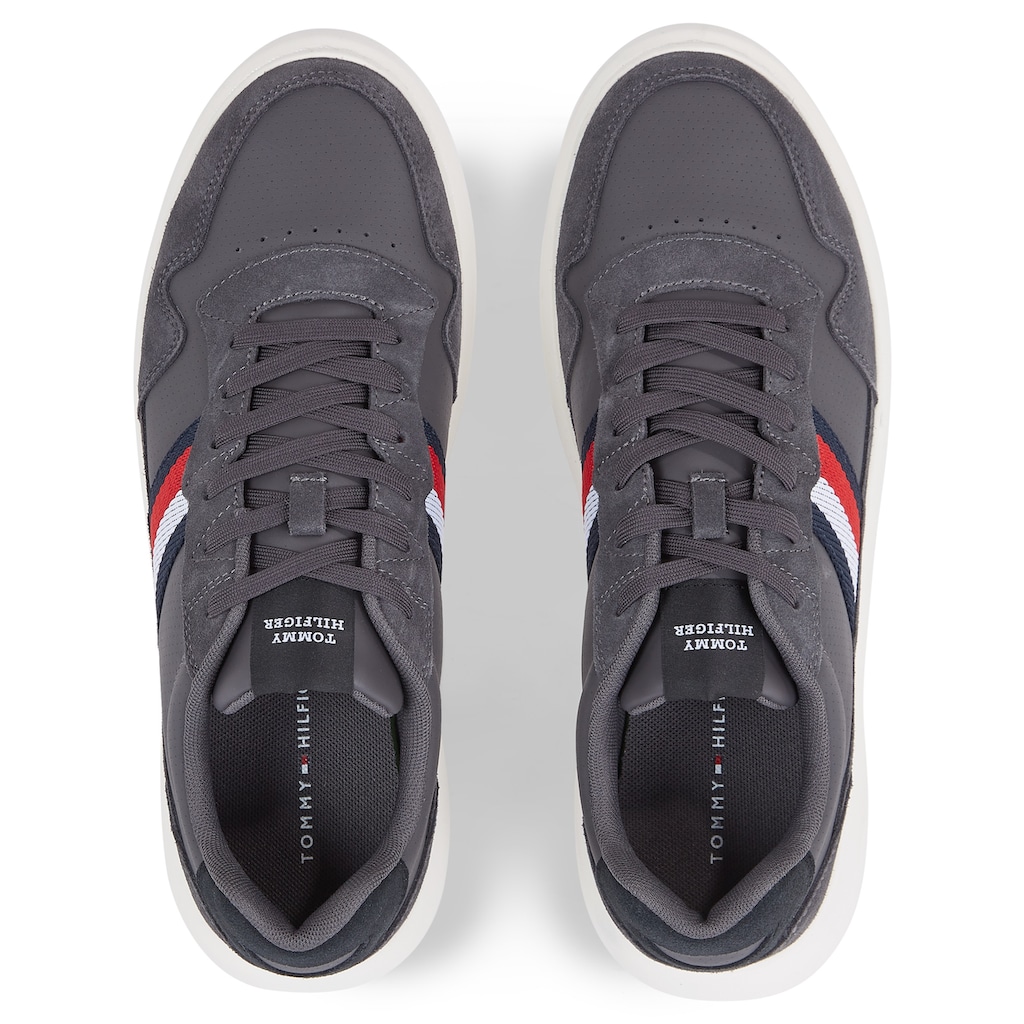 Tommy Hilfiger Sneaker »LIGHT CUPSOLE LTH MIX STRIPES«, mit gepolstertem Schaftrand, Freizeitschuh, Halbschuh, Schnürschuh