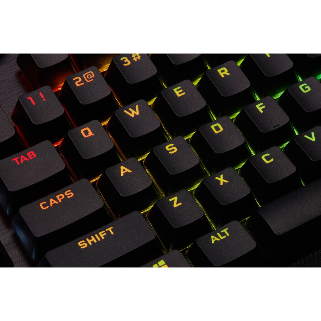 Corsair Gaming-Tastatur »K100 CHERRY MX SPEED«, (programmierbare G-Tasten-Lautstärkeregler-Ziffernblock-Handgelenkauflage)