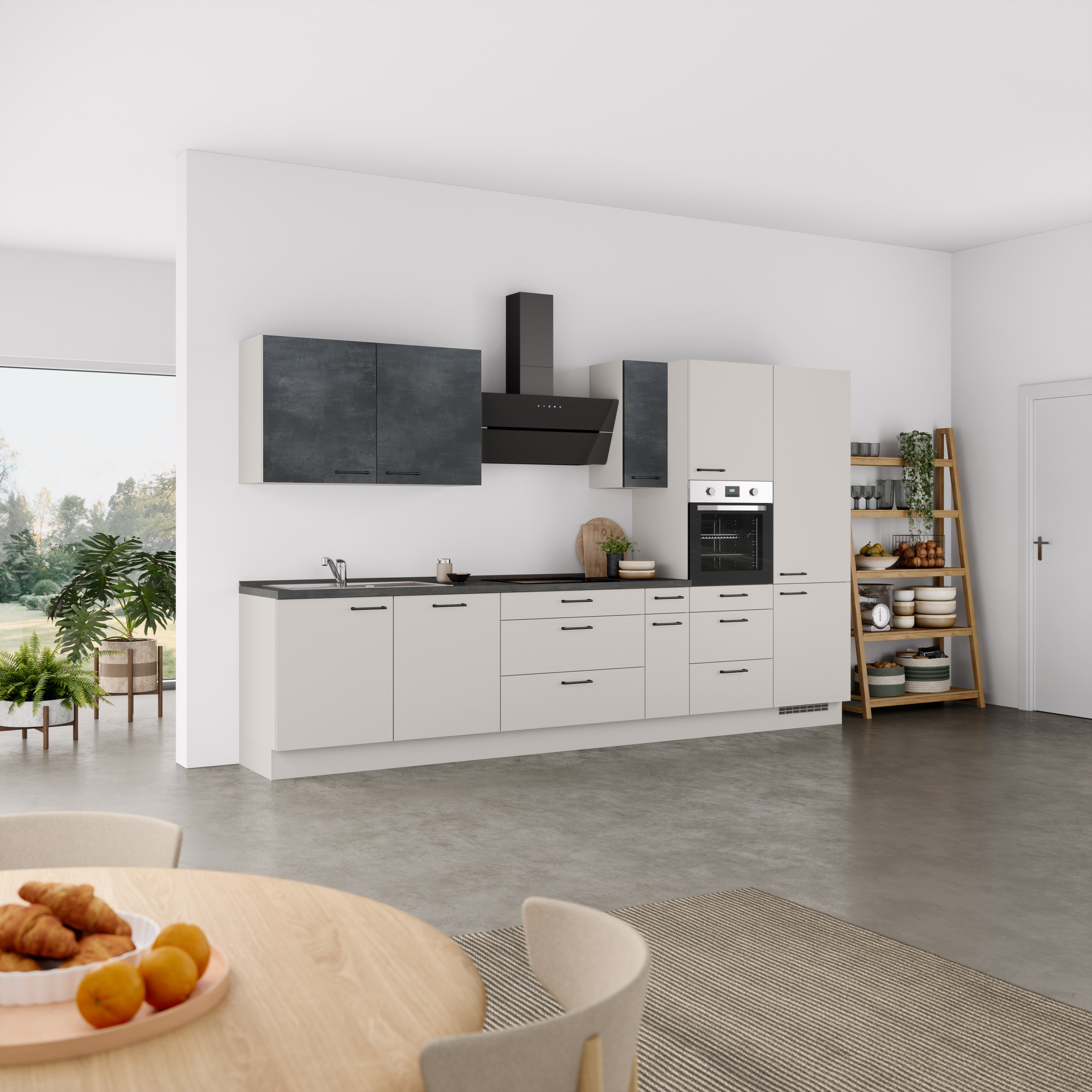 nobilia® Küchenzeile »"MIAMI", NEU: individuell anpassbar mit gratis Profi-Beratung« vormontiert, Breite 360 cm, Ausrichtung wählbar, wahlw. mit E-Geräten