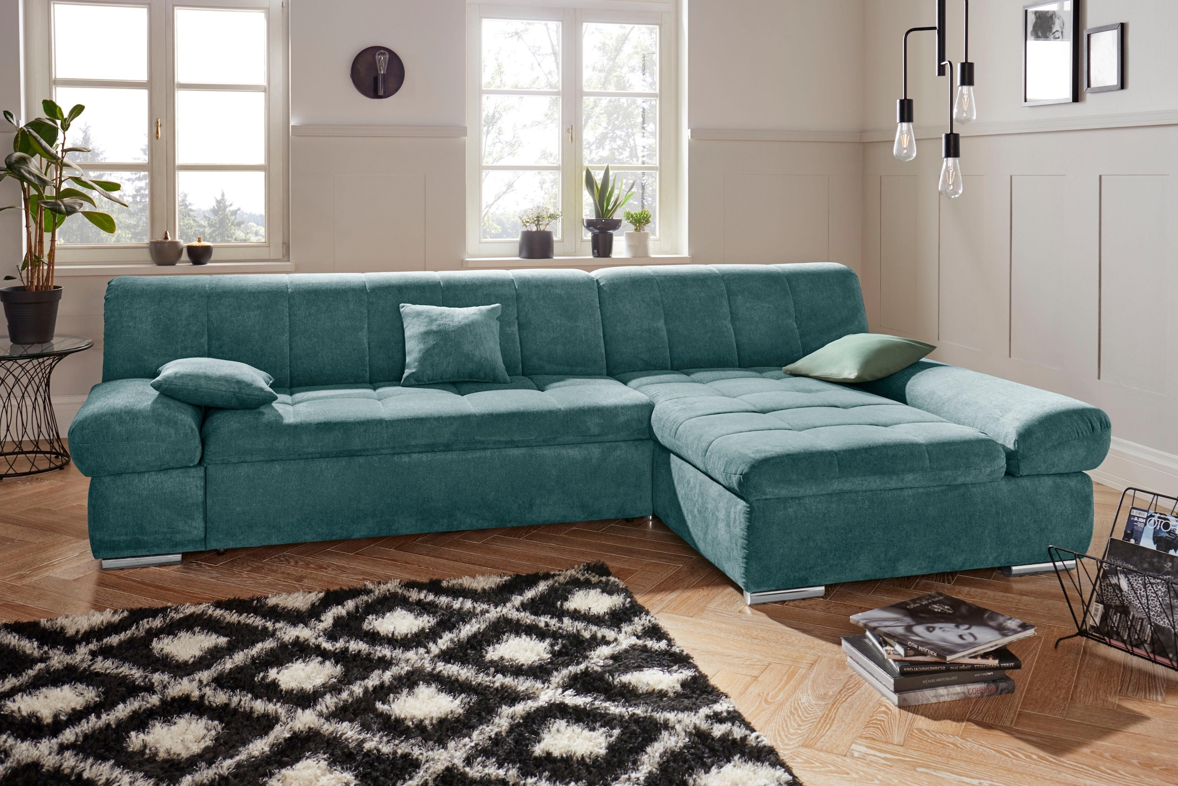 DOMO collection "MONA 297x173 cm, modern & komfortabel, optional mit Komfortfunktionen" whlw. mit Bettfunktion, L-Form