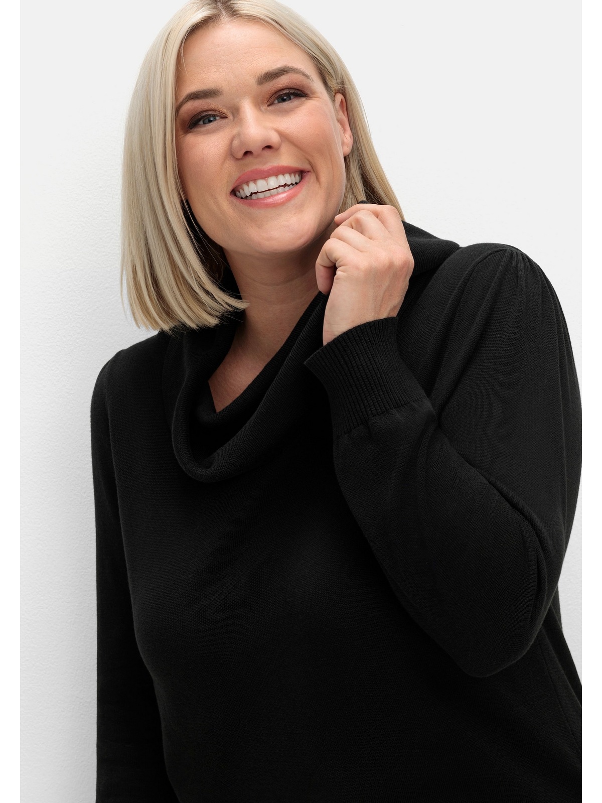 Sheego Strickpullover »Große Größen«, mit weitem Wasserfall-Rollkragen