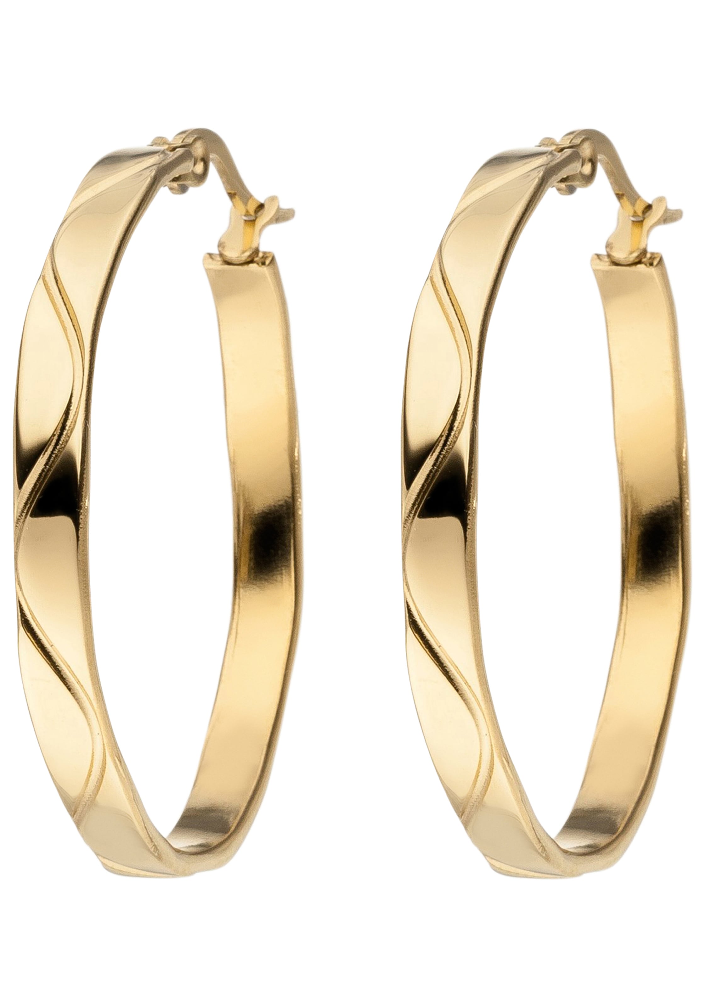 JOBO Paar Creolen Edelstahl goldfarben 34 mm