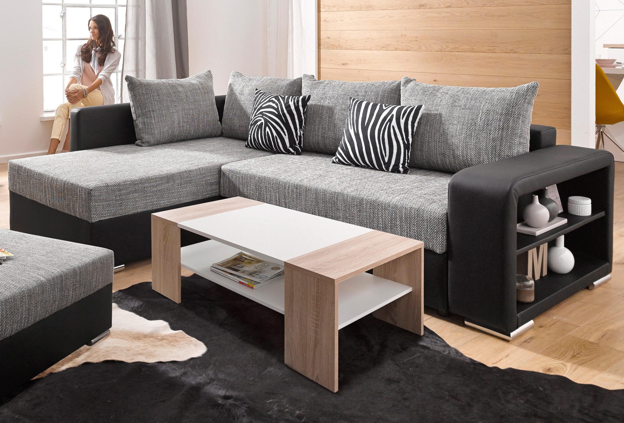 COLLECTION AB Ecksofa »John L-Form«, mit Bettfunktion, wahlweise mit Federkern