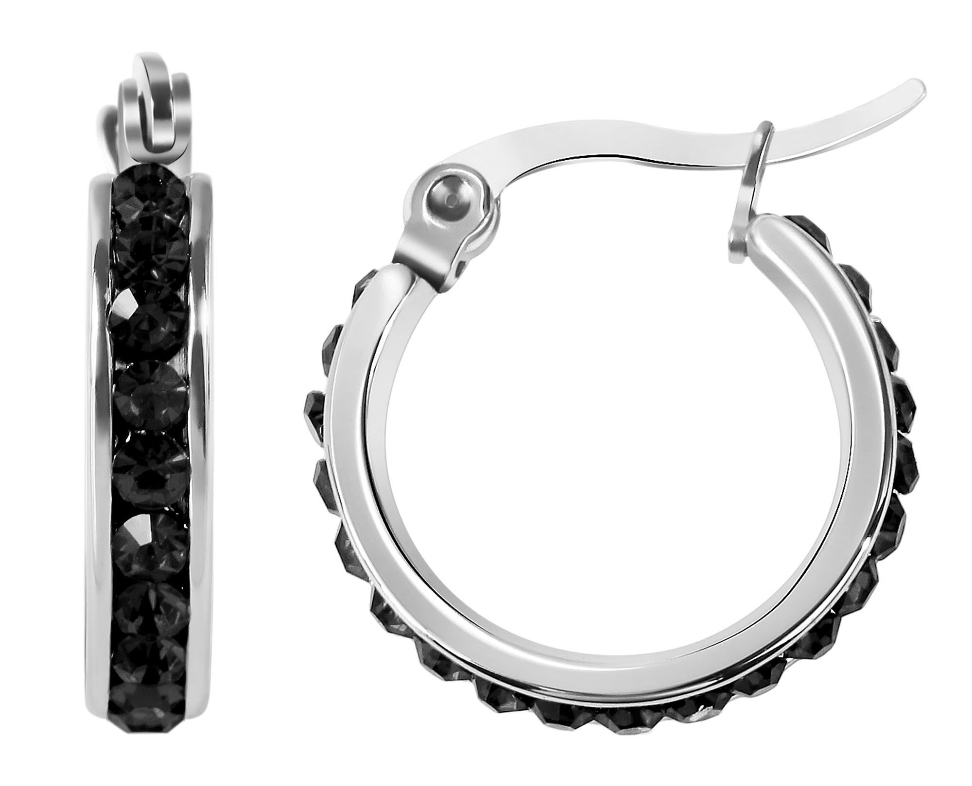 Adelia´s Paar Creolen »Ohrringe – Creole aus Edelstahl mit Strass Steinchen« Ideal als Geschenk – dezent und elegant