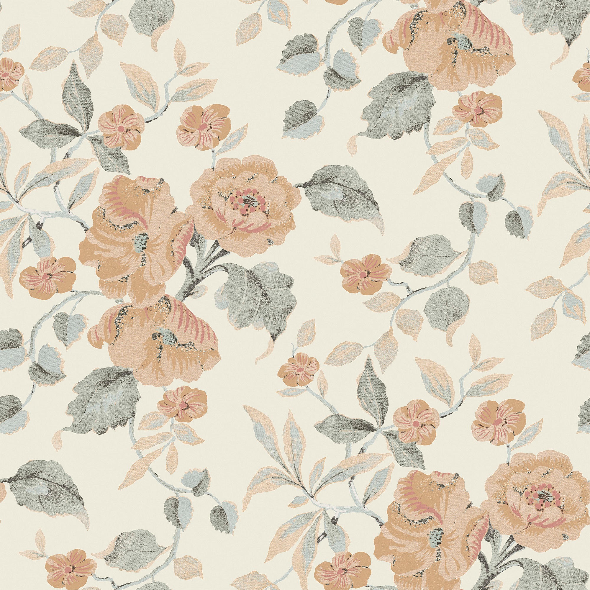 LAURA ASHLEY Vliestapete »Alyworth Trail Apricot«, geblümt, 10mx52cm (ca. 5m2)