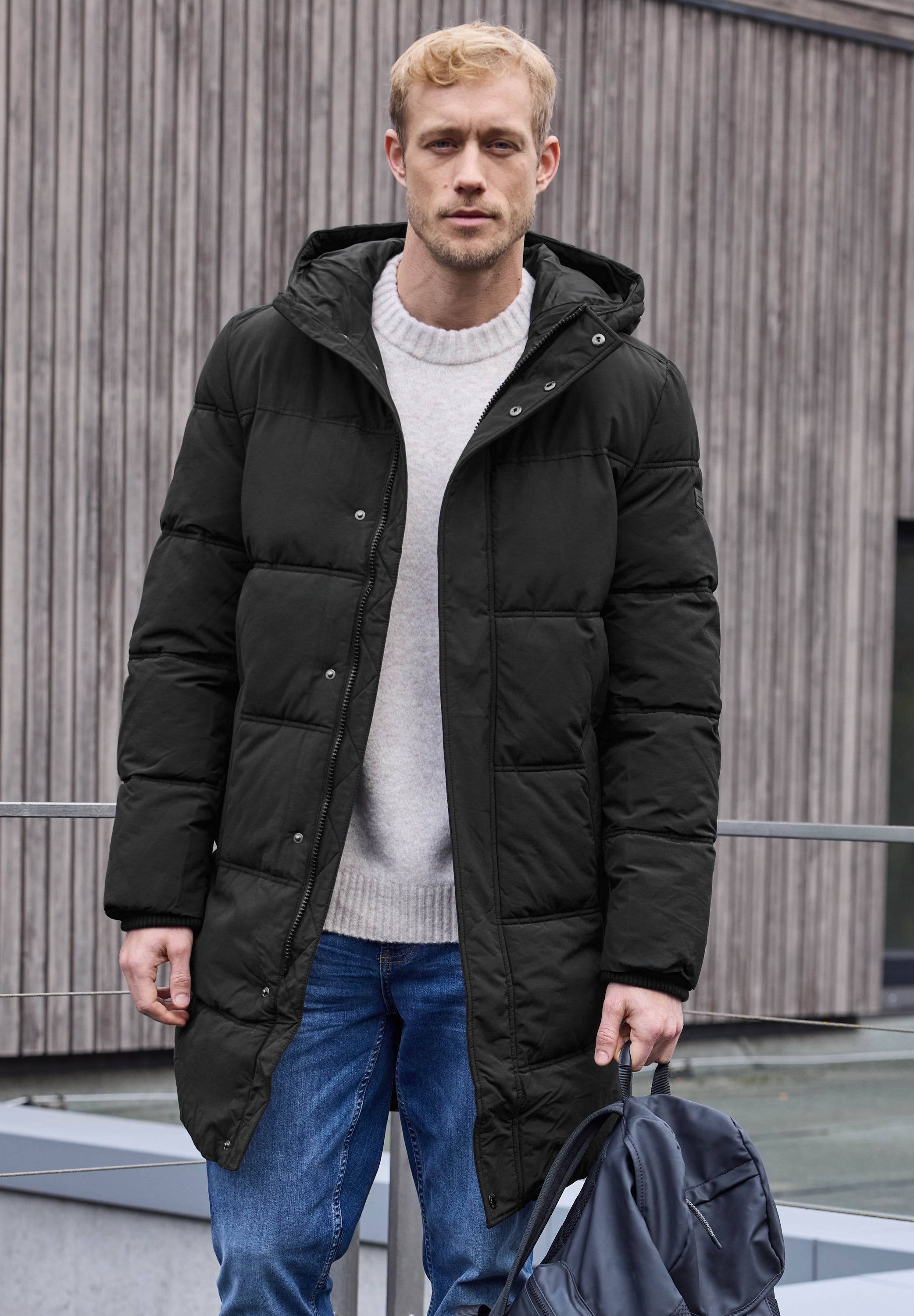 STREET ONE MEN Steppjacke mit Kapuze mit Kapuze mit Tunnelzugband