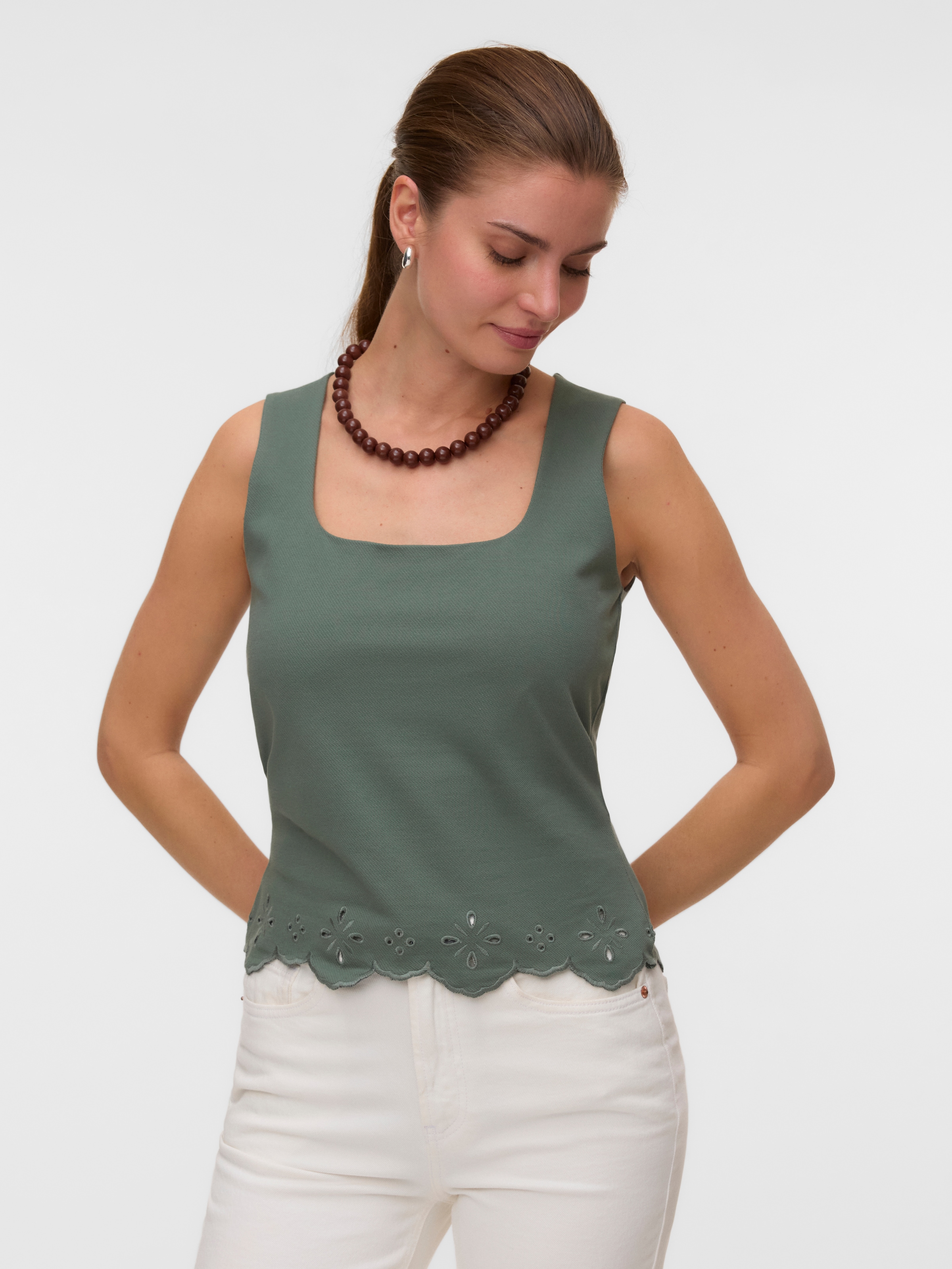 Vero Moda Spitzentop »VMLOUISE SL SQUARE NECK TOP JRS« Baumwolle, regular fit
