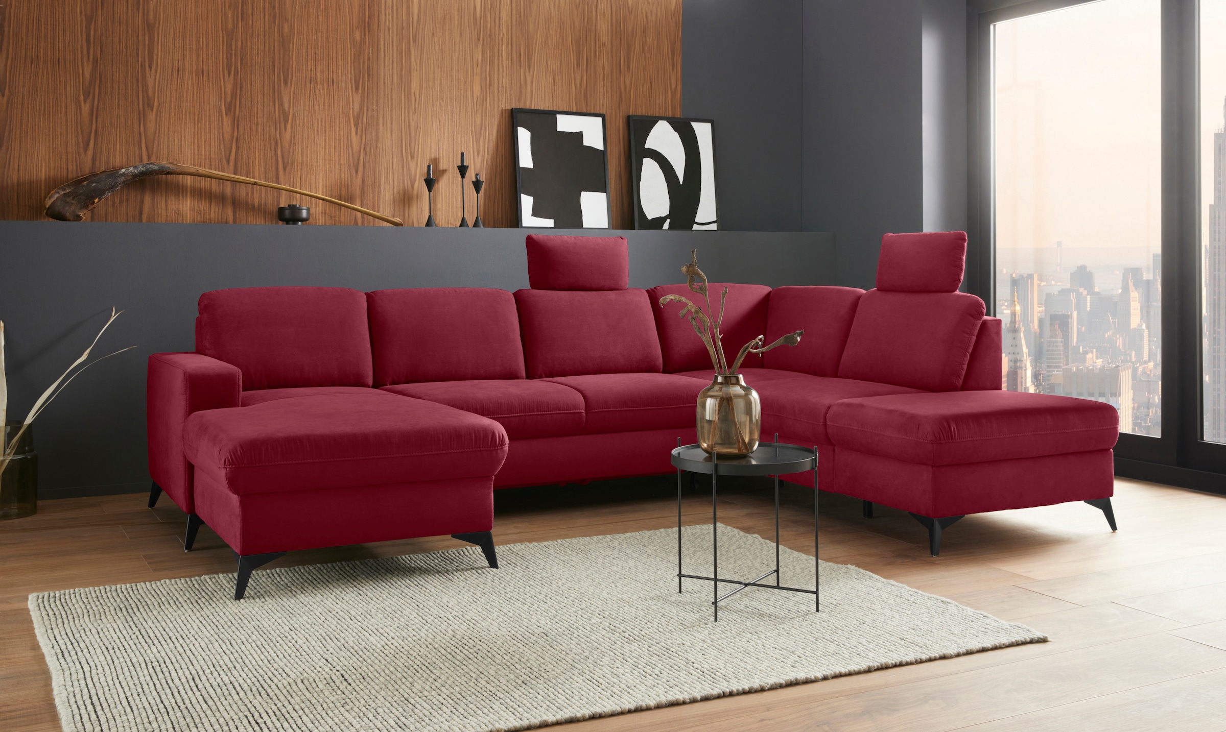 Home affaire Wohnlandschaft "Lolland U-Form" Wahlweise mit Bettfunktion und günstig online kaufen