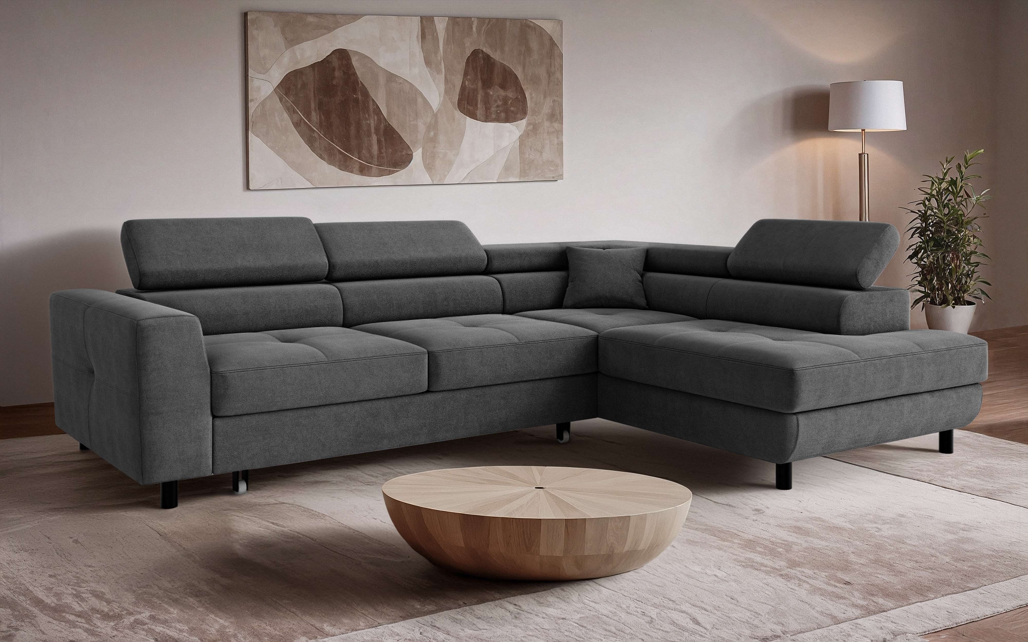 OTTO home Ecksofa "AADEN Schlafsofa mit verstellbaren Kopfstützen, B/T/H: 2 günstig online kaufen