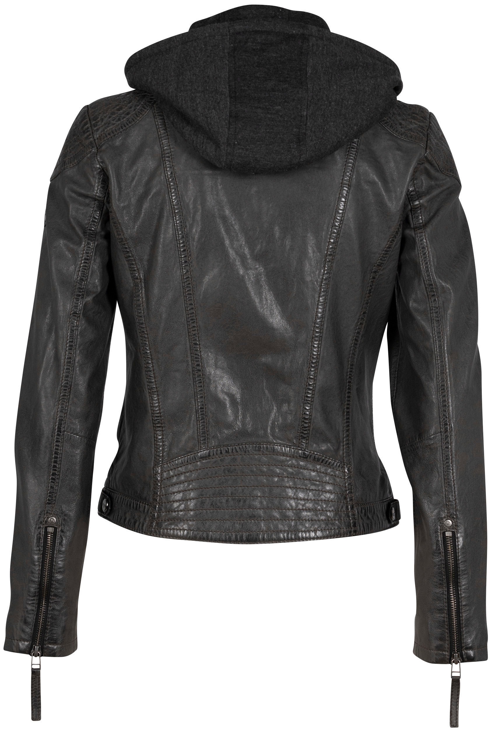 Mauritius Lederjacke "Cacey LEGV" mit Kapuze mti Kapuze, Reißverschluss, Zi günstig online kaufen