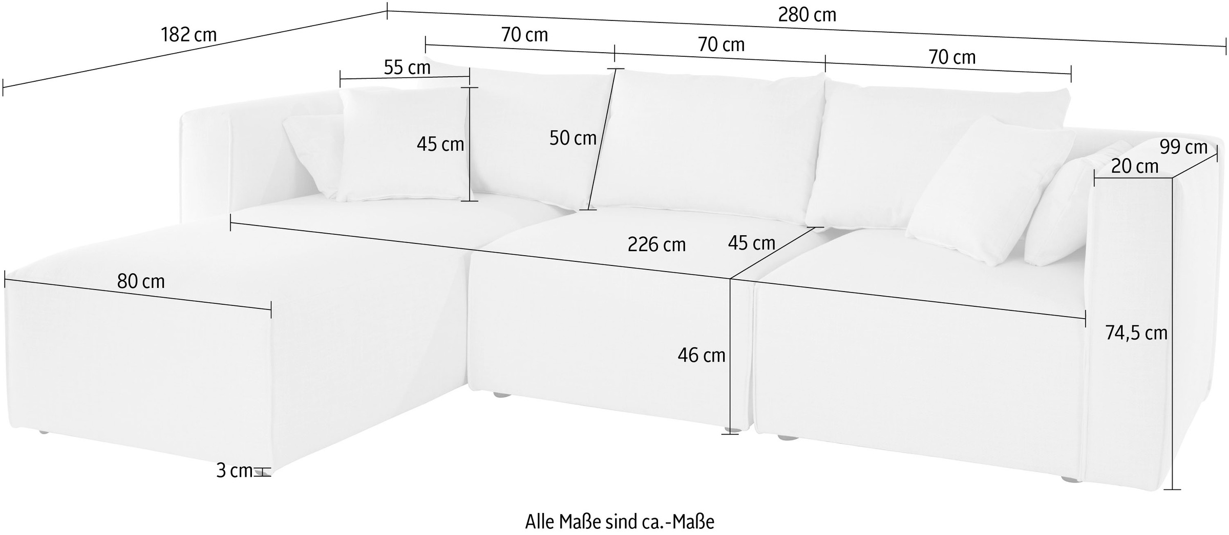 Guido Maria Kretschmer Home&Living Ecksofa »Comfine L-Form«, zusammengesetzt aus Modulen, 3 Bezugsqualitäten und viele Farben