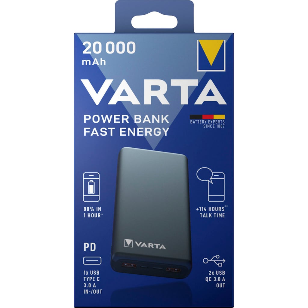 VARTA Powerbank »Power Bank Fast Energy 20000 mAh, inkl. Ladekabel«