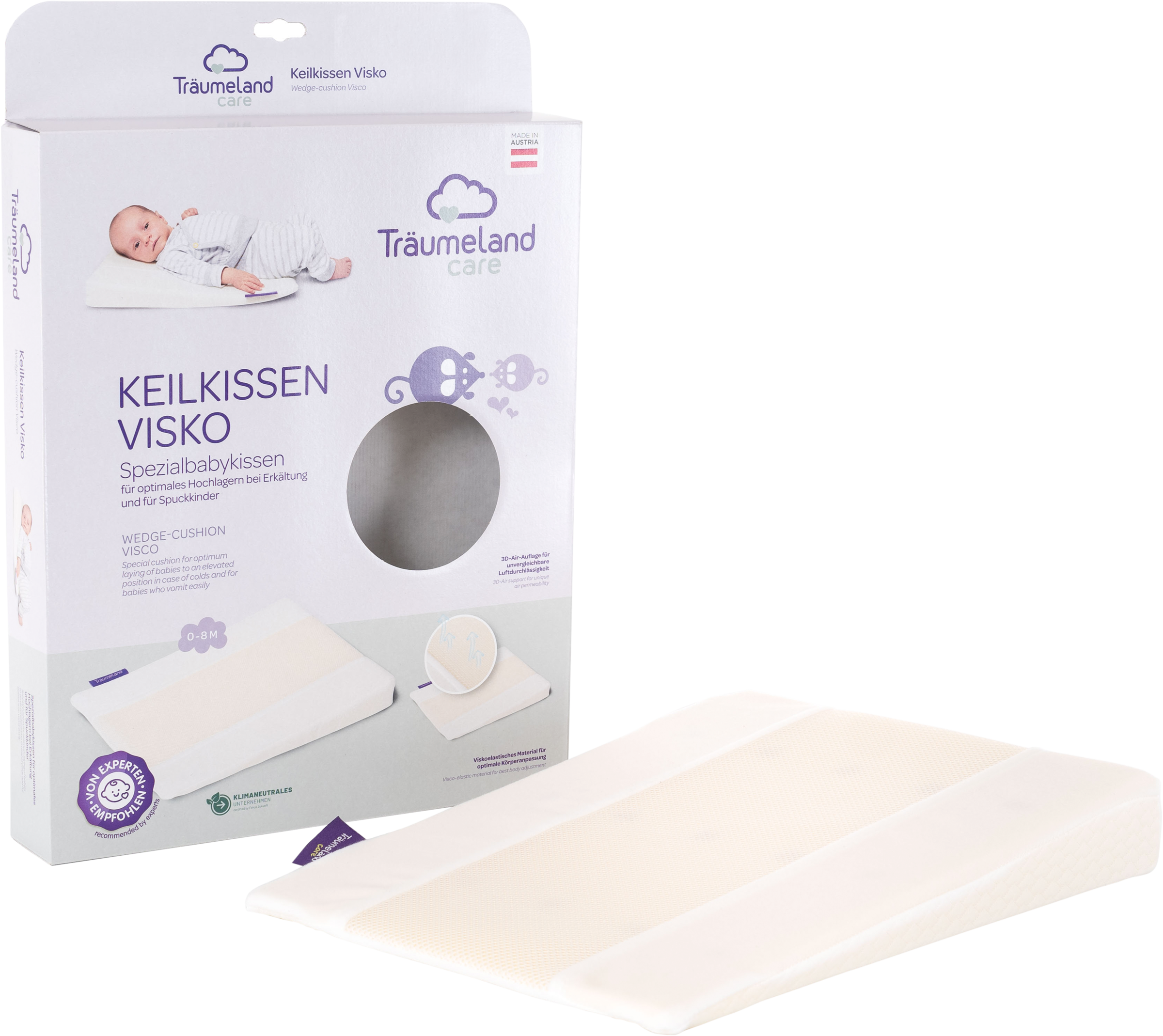 TRÄUMELAND Baby Babykissen "care KEILKISSEN VISKO 32 x 40 cm (0 - 8 Monate)"beige, unifarben, unifarben, Polyester, Dekokissen_Sitzkissen_Kissenhüllen