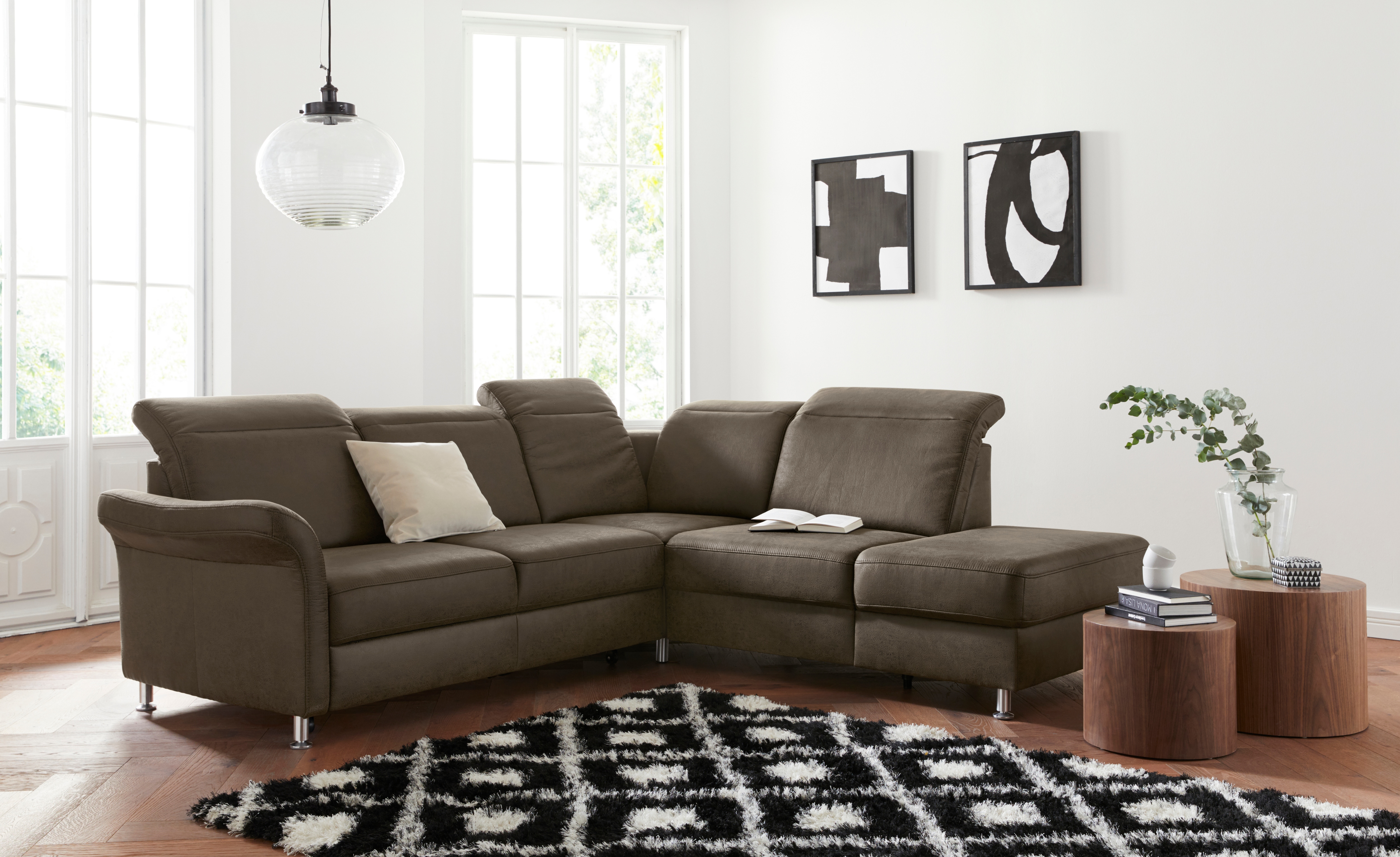 sit&more Ecksofa "Darwin L-Form" inklusive Federkern, wahlweise mit Kopfteilverstellung, Schlaffunktion