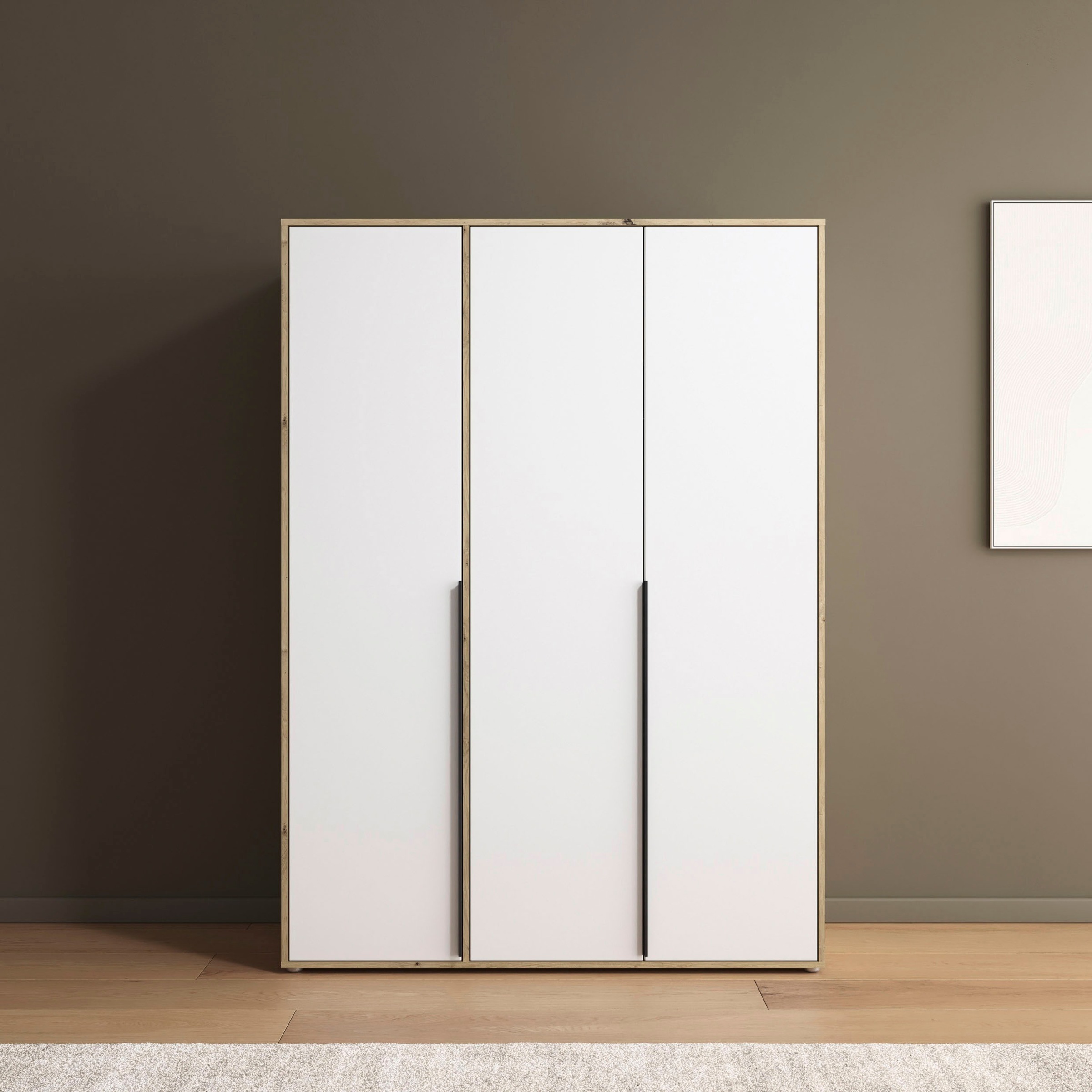 rauch Drehtürenschrank "Kleiderschrank Schrank Garderobe Wäscheschrank NAGATA viel Stauraum" in 3 verschiedenen Ausstattungen BASIC/CLASSIC/PREMIUM, mit modernen Stangengriffen in Graumetallic TOPSELLER MADE IN GERMANY