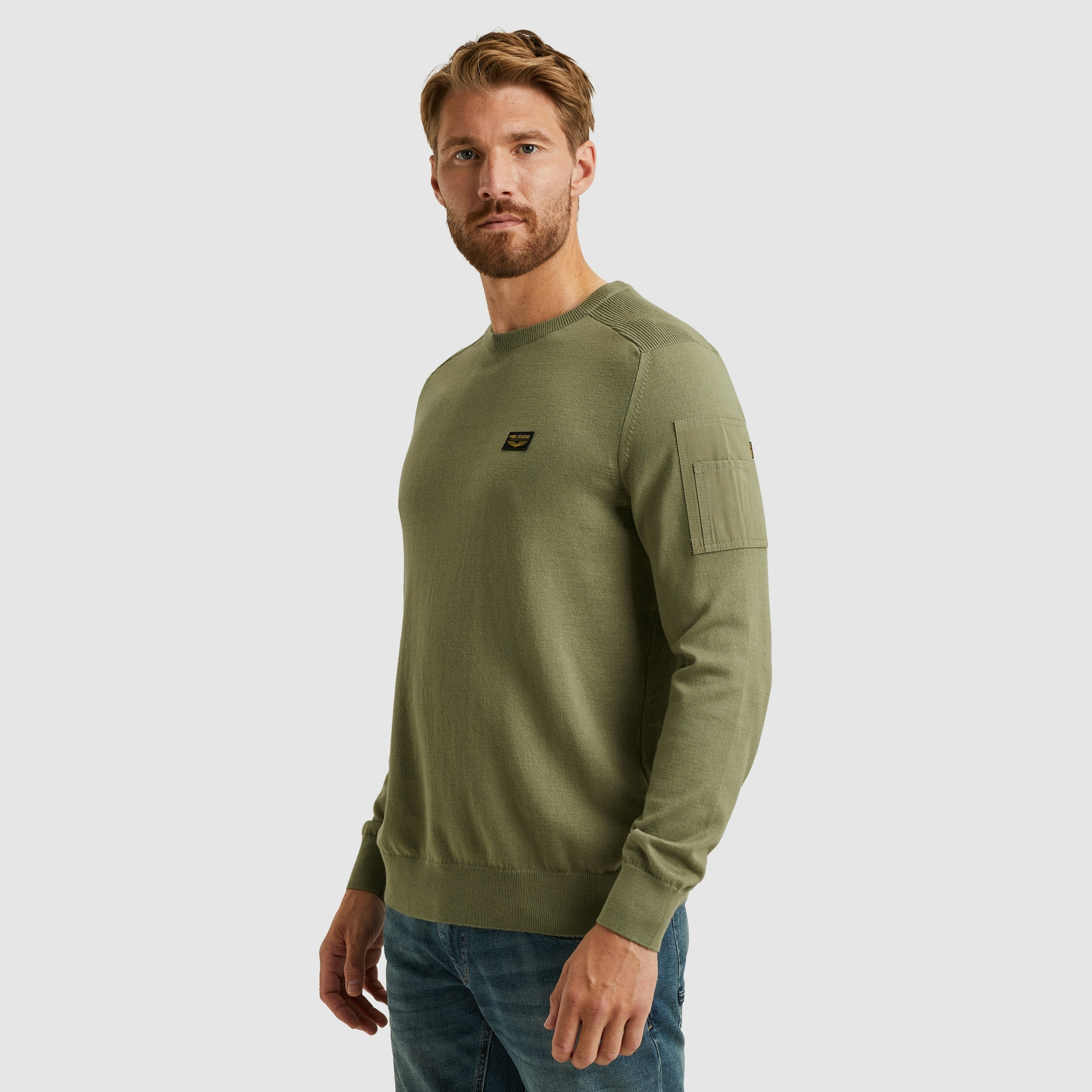 PME LEGEND Rundhalspullover mit Logo Stickerei