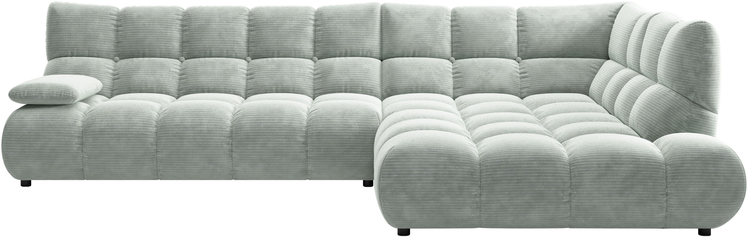 Home affaire Ecksofa "Cozy Bubble, mit klappbarer Armlehne, Breite 324 cm" mit eleganter Steppung, Rundumbezug & weicher Polsterung