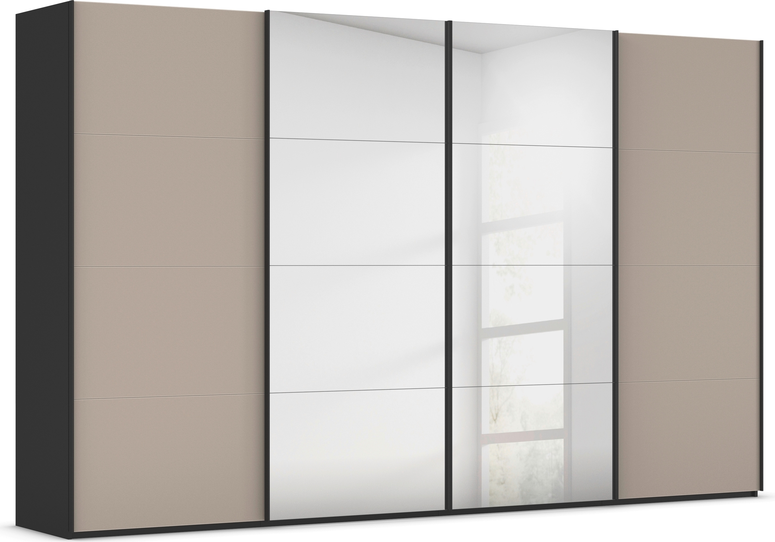rauch "Kleiderschrank Schrank Garderobe Schlafzimmerschrank SCALE-FYRA" edle viergeteilte Türen Spiegel/Glas-Mix viele Farben MADE IN GERMANY