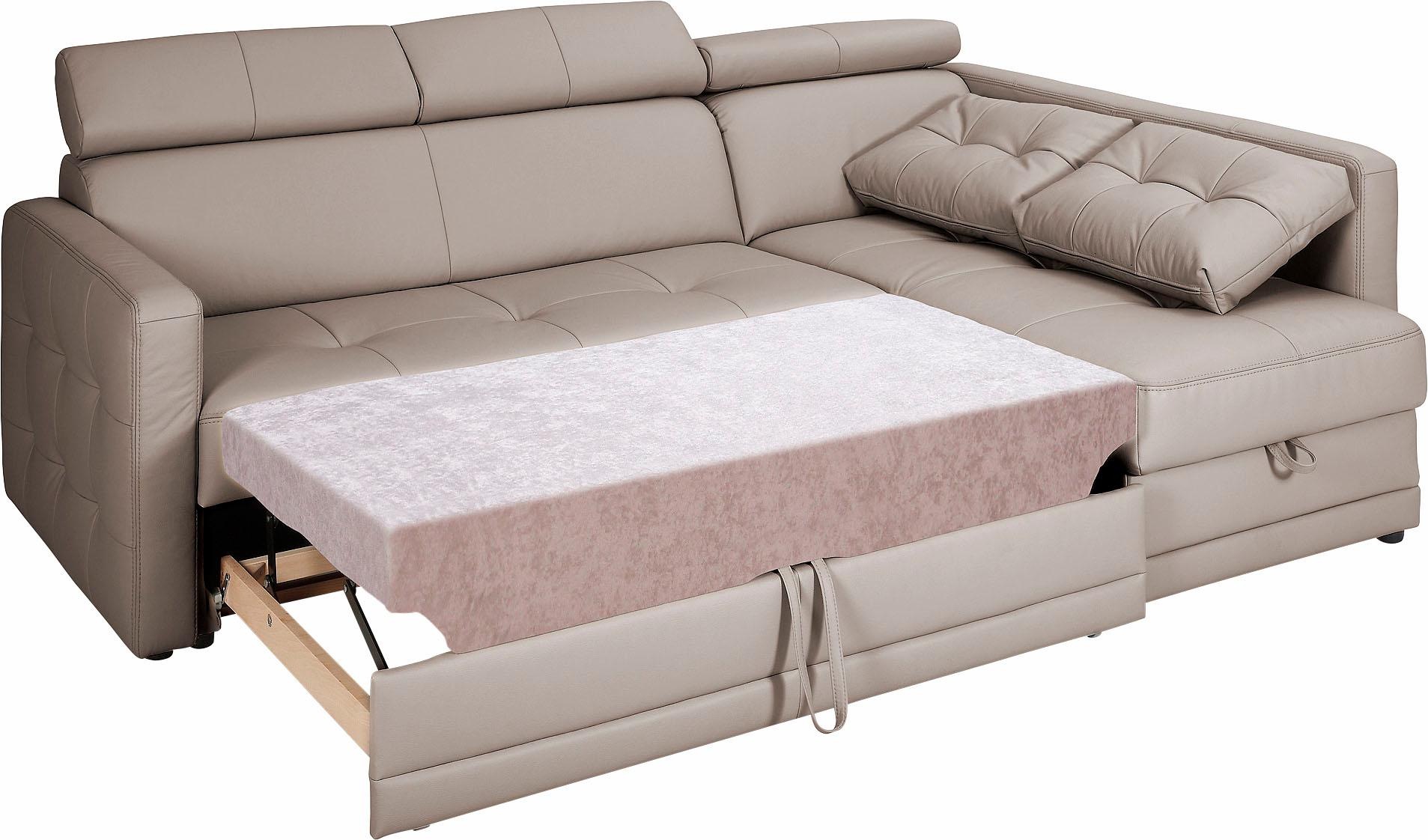 exxpo - sofa fashion Ecksofa »Arles, bequeme Federkernunterfederung, OTTOs Choice, L-Form«, wahlweise mit Bettfunktion und Bettkasten, inkl. Kopfteilverstellung