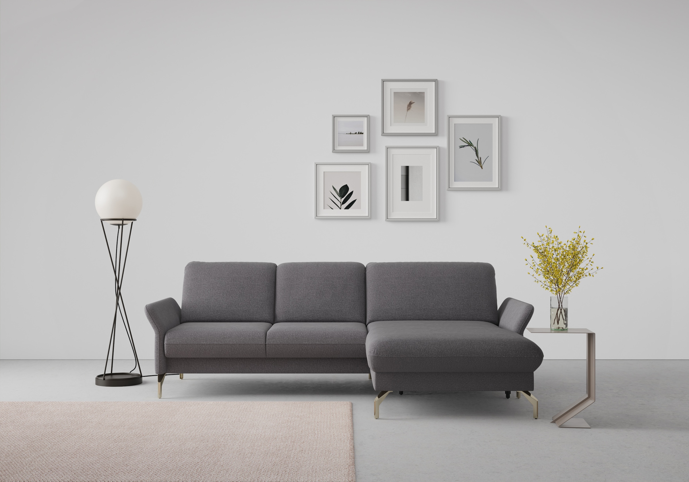 sit&more Ecksofa "Fashion L-Form" wahlweise mit Kopfteilverstellung, Vorziehsitz, motorisch, Nickelfüße