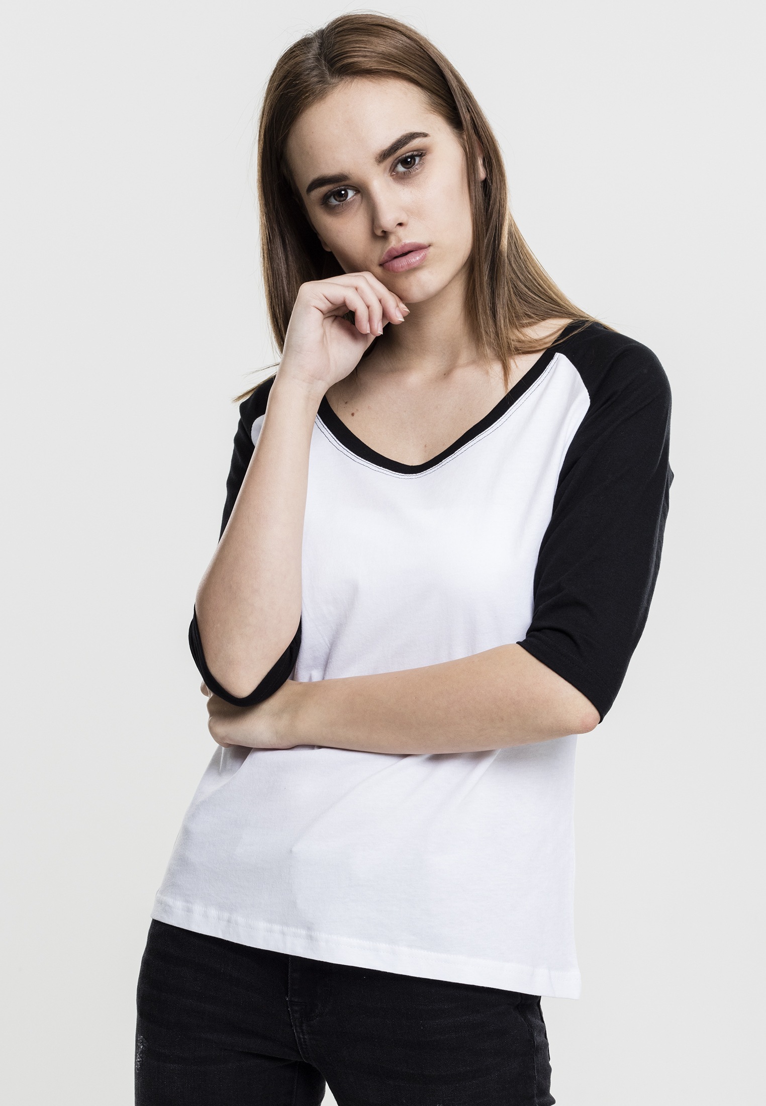 URBAN CLASSICS T-Shirt »Damen Ladies 3/4 Contrast Raglan Tee«, (1 tlg.)  online kaufen | BAUR