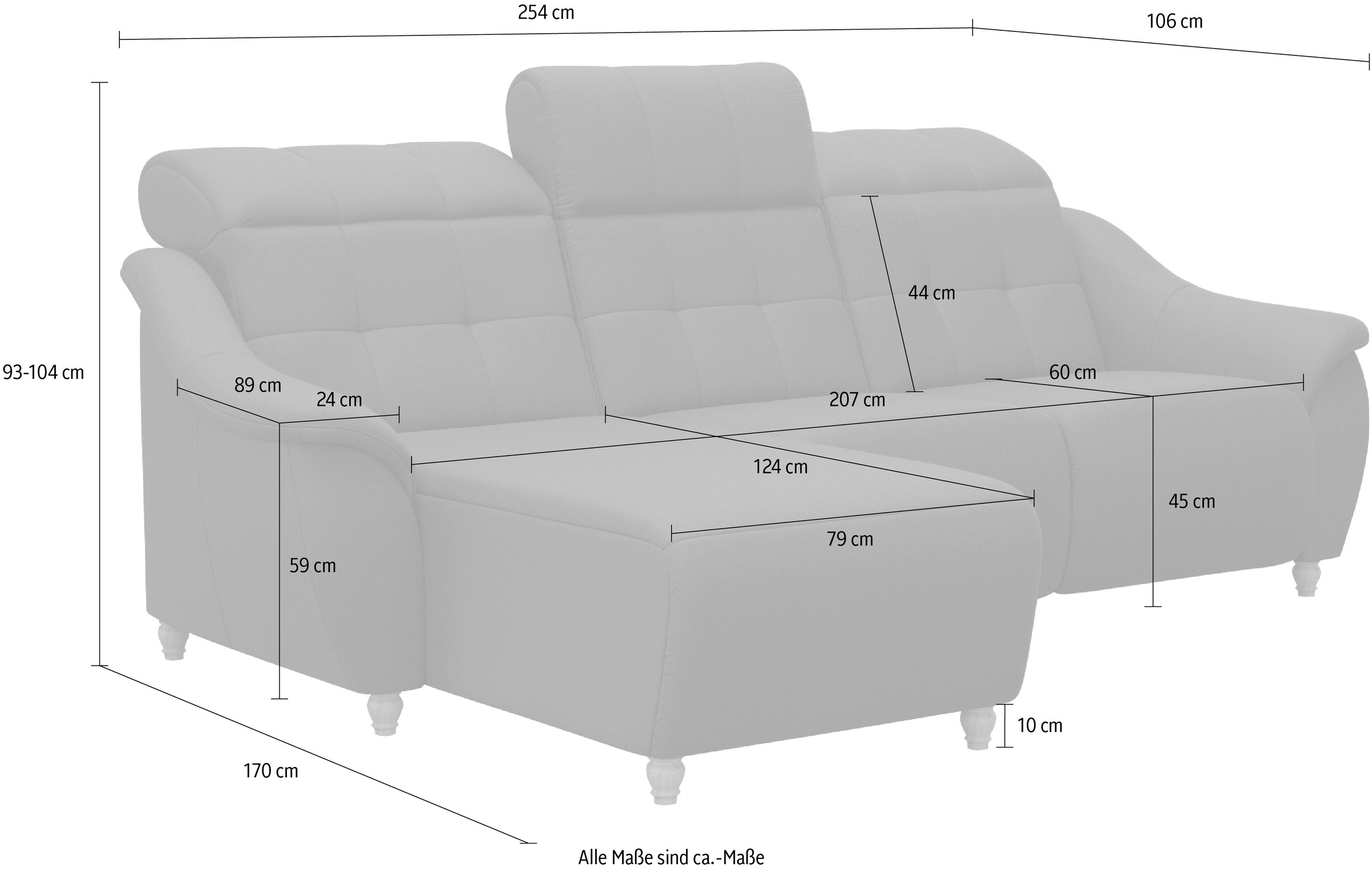 Home affaire Ecksofa »Boston L-Form«, (2 St.), Kopfteilverstellung an jeder Sitzfläche, wahlweise Relaxfunktion