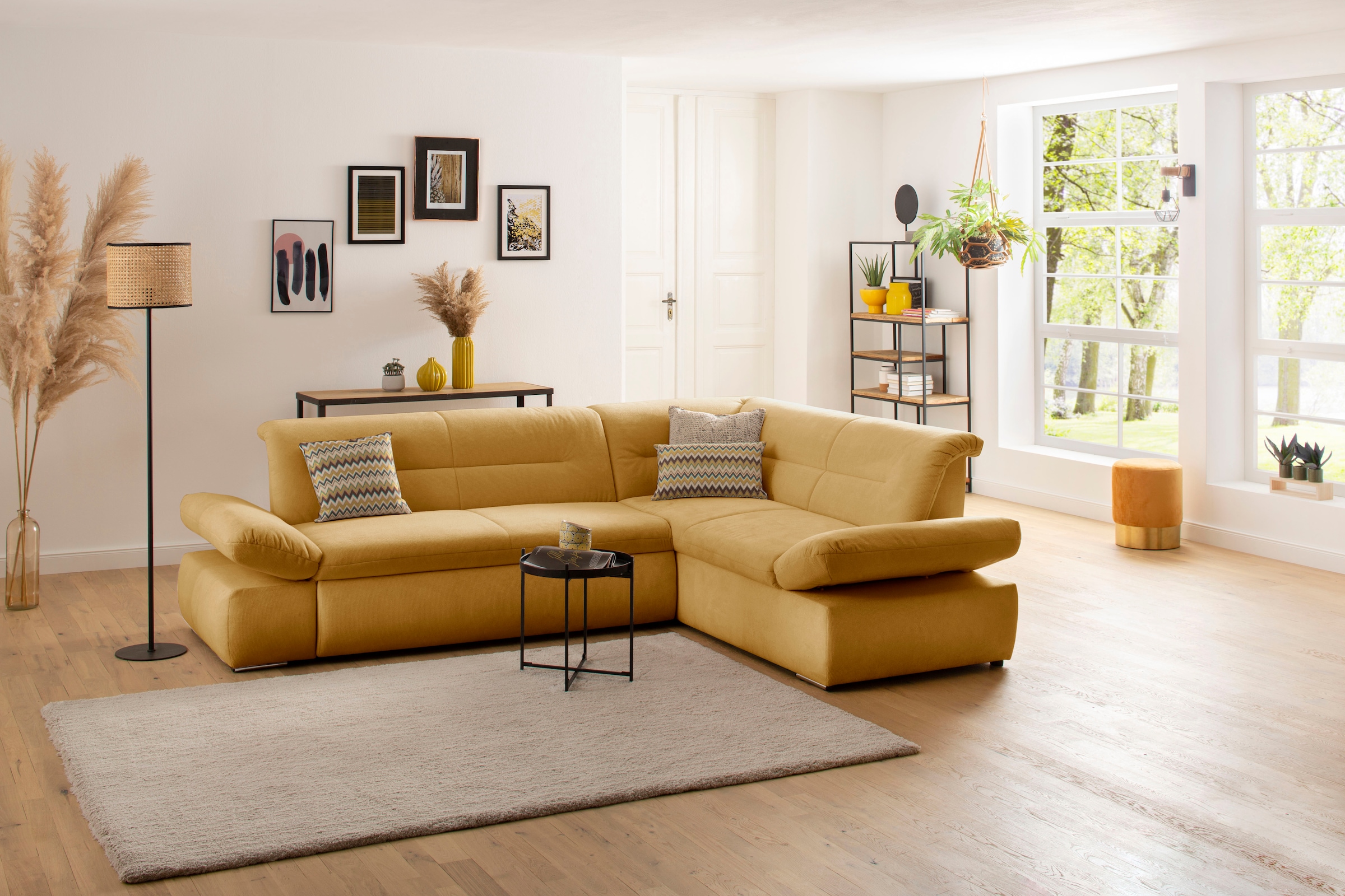 Home affaire Ecksofa "Avesa L-Form" Wahlweise mit Arm- und Bettfunktion, B/T/H: 275/211/80 cm
