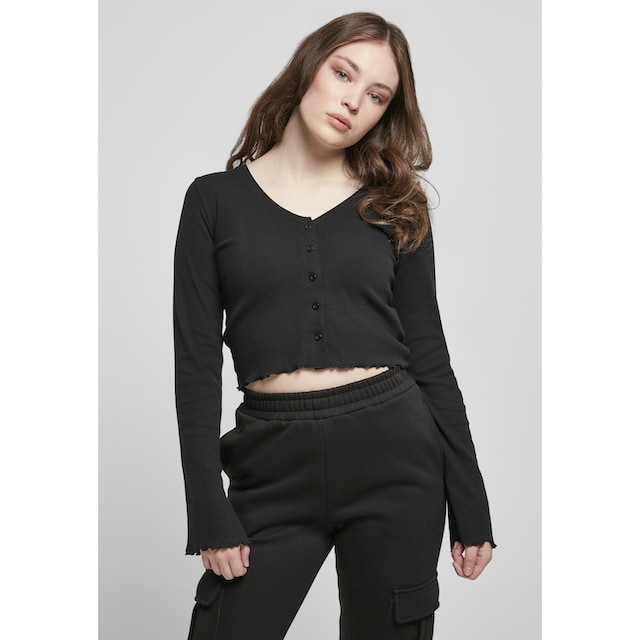 URBAN CLASSICS Langarmshirt »Damen Ladies Cropped Rib Cardigan«, (1 tlg.)  für kaufen | BAUR