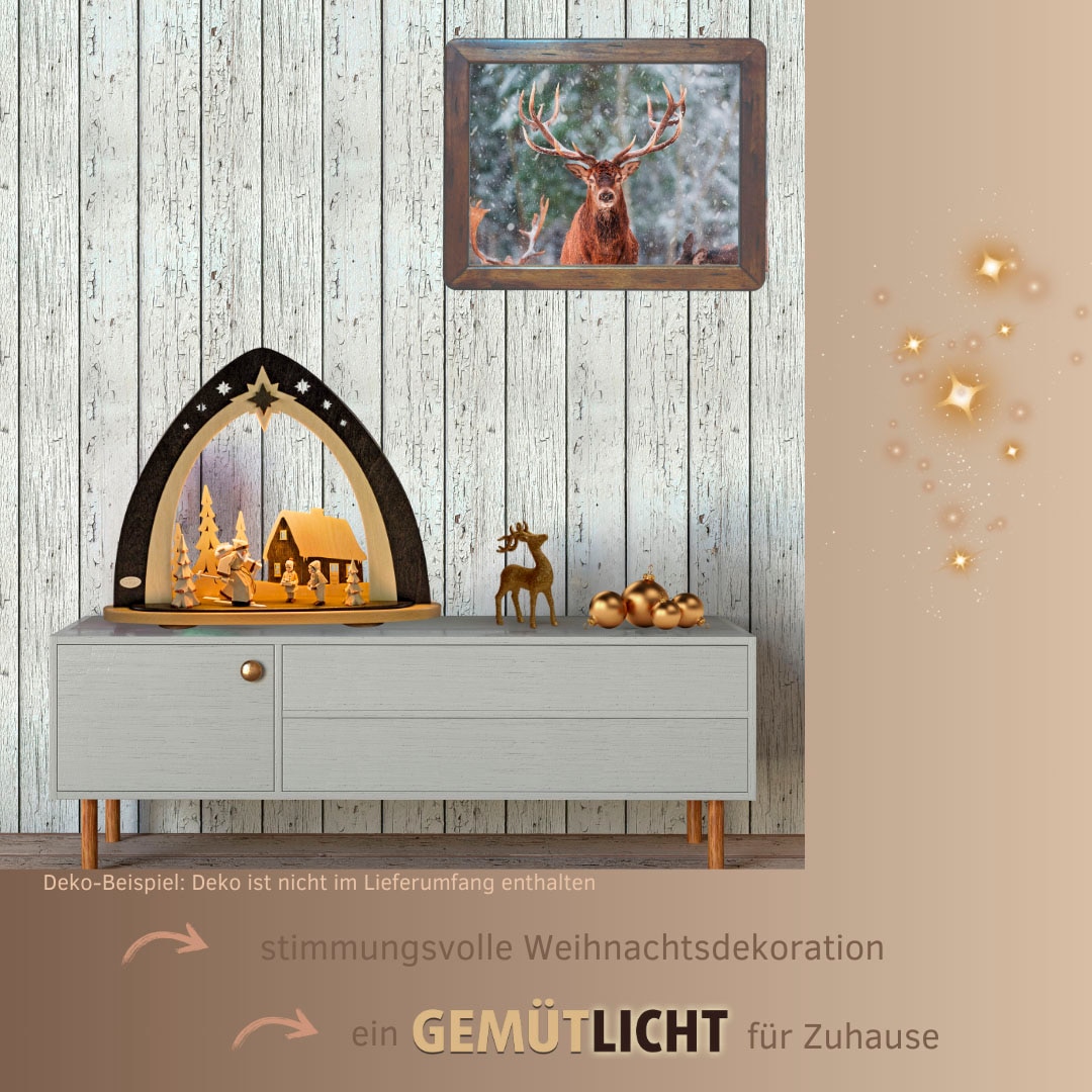 Weigla Lichterbogen »LED Waldweihnacht, inkl. handgeschnitzter Figuren, Schwibbogen«, Erzgebirge garantiert, Weihnachtsdeko Innen, Weihnachtsbeleuchtung
